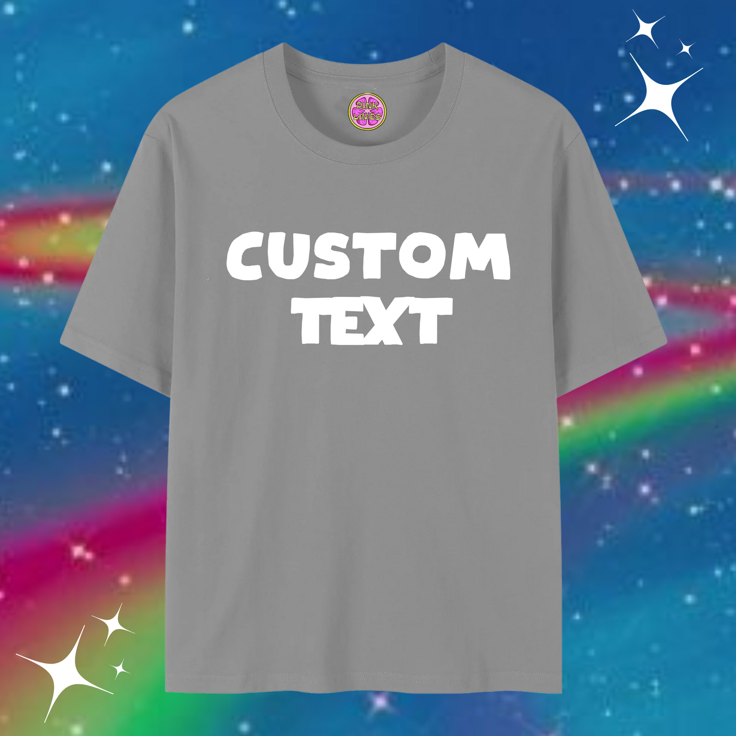 Custom Text Baggy Tee Gray Shirts & Tops PinkLimes Trending Streetwear