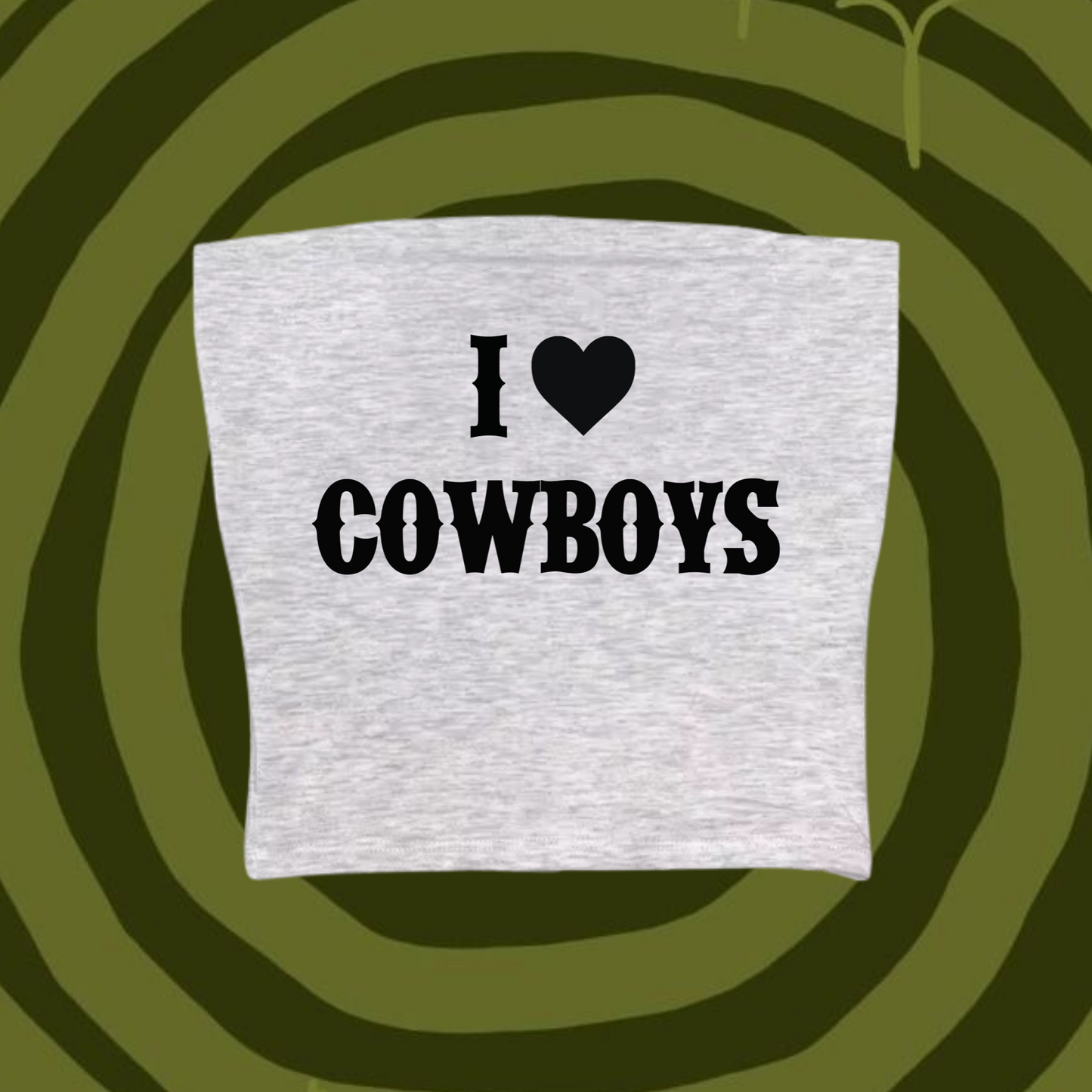 I Love Cowboys Tube Top Gray Shirts & Tops PinkLimes Trending Streetwear