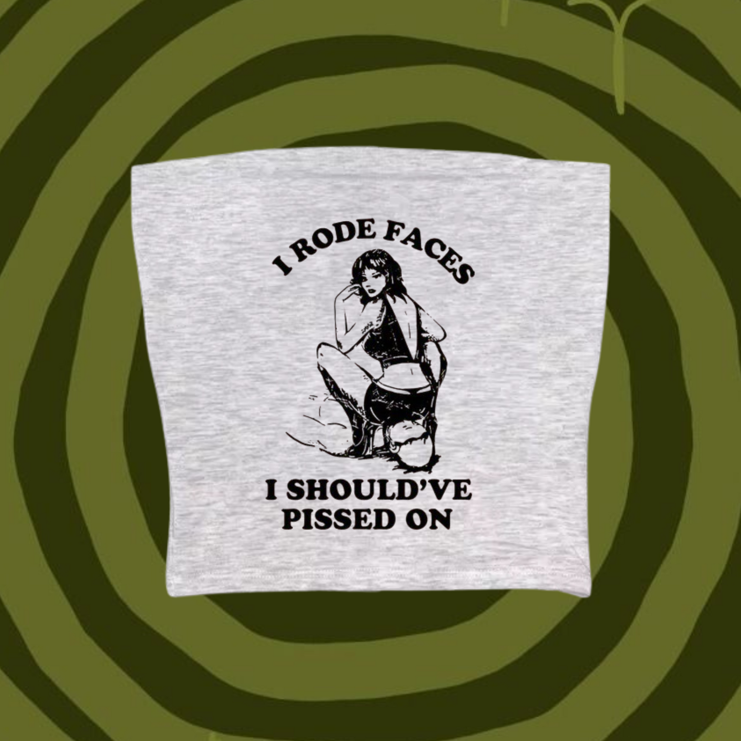 I Rode Faces Tube Top Gray Shirts & Tops PinkLimes Trending Streetwear