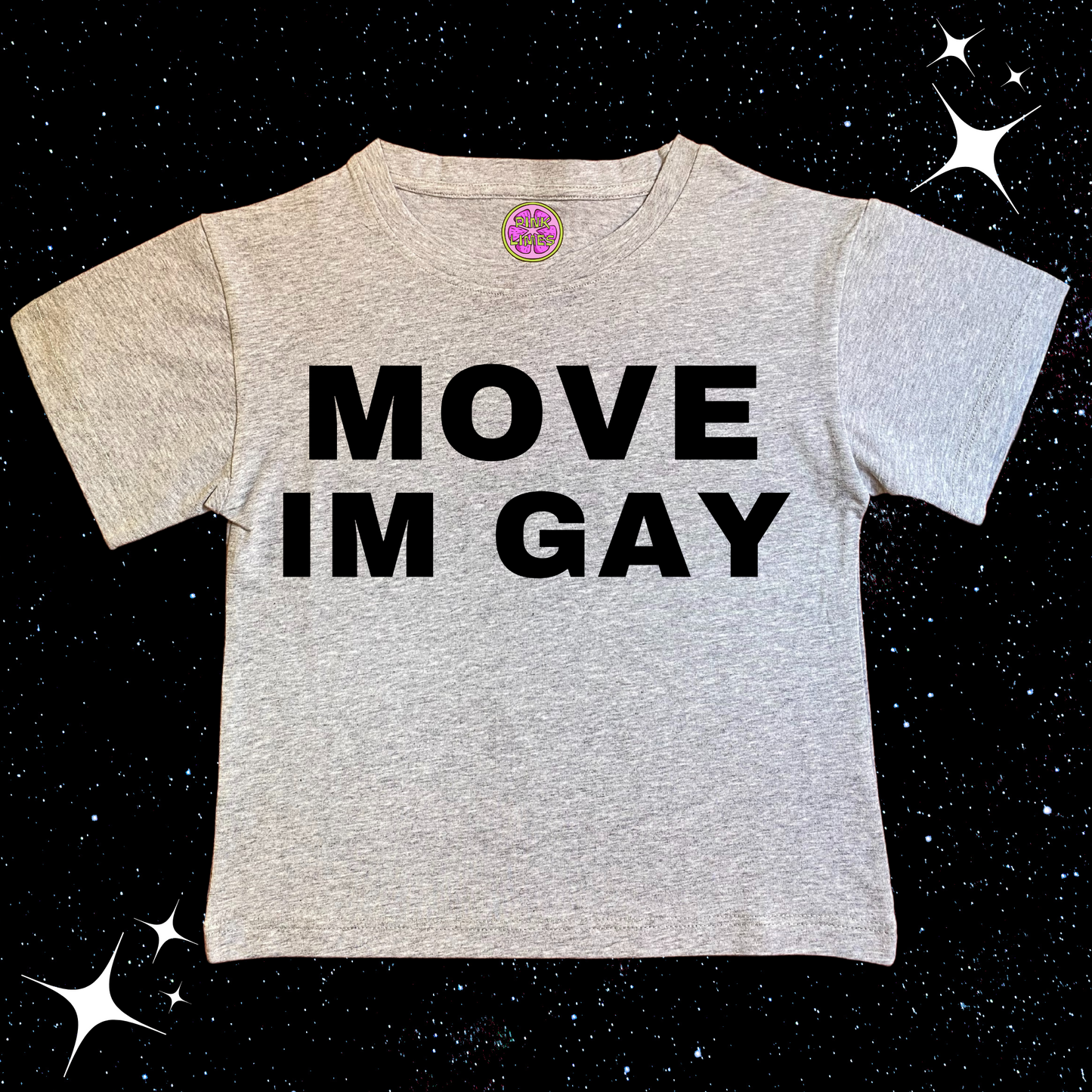 MOVE IM GAY Crop Tee Grey Shirts & Tops PinkLimes Trending Streetwear