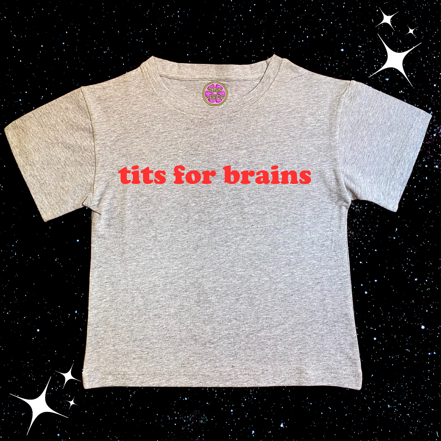 tits for brains Crop Tee Grey Shirts & Tops PinkLimes Trending Streetwear