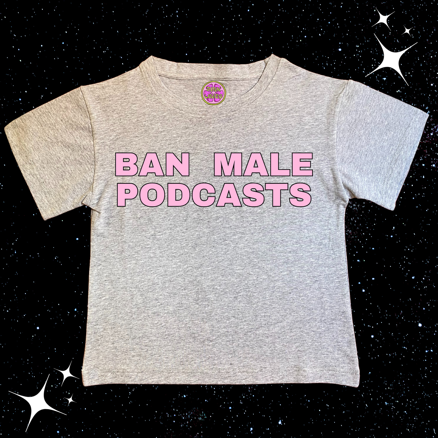 Ban Male Podcasts Crop Tee Grey Shirts & Tops PinkLimes Trending Streetwear