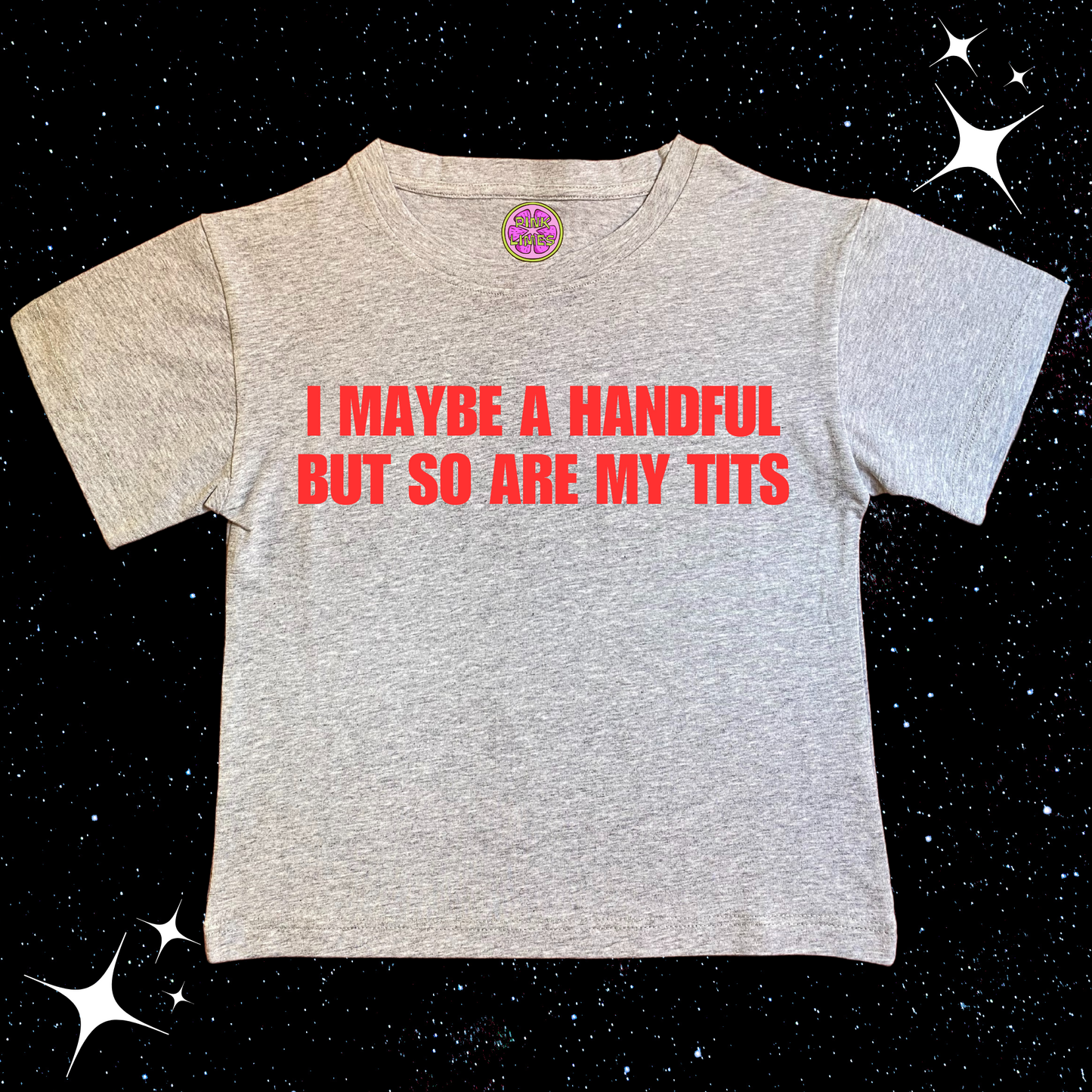 I Maybe A Handful Crop Tee Grey Shirts & Tops PinkLimes Trending Streetwear