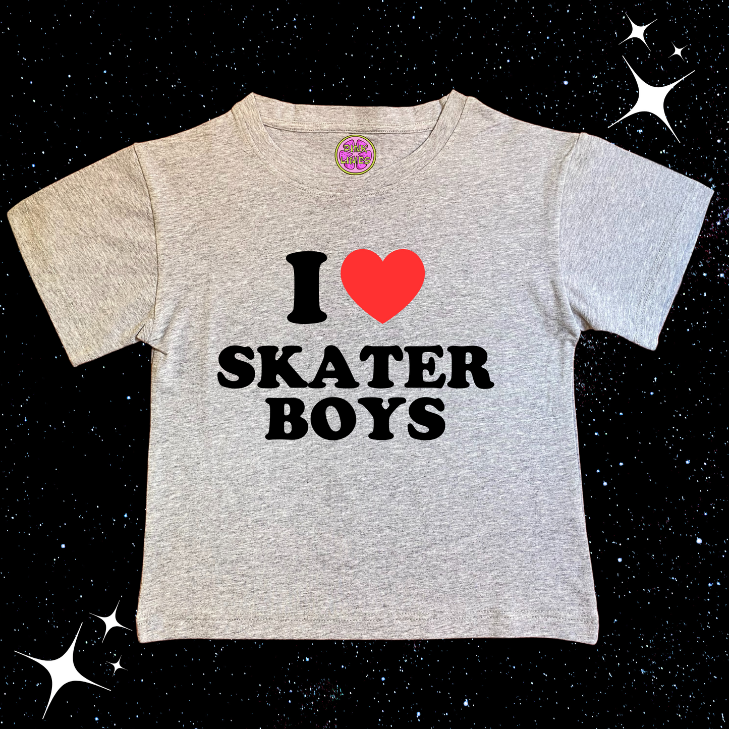 I Love Skater Boys Crop Tee Grey Shirts & Tops PinkLimes Trending Streetwear