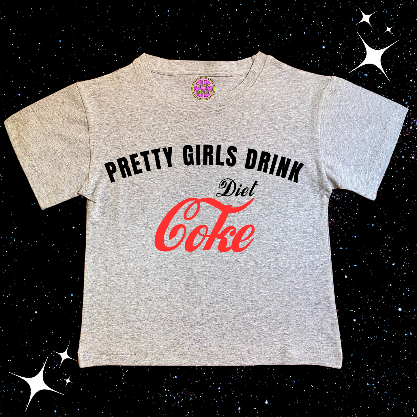 Pretty Girls Drink Diet Coke Crop Tee Grey Shirts & Tops PinkLimes Trending Streetwear