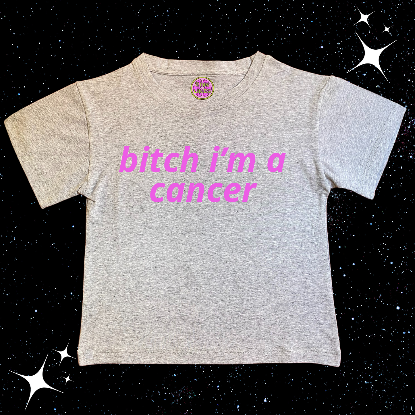 B*itch I'm A Zodiac Sign Crop Tee Grey Shirts & Tops PinkLimes Trending Streetwear