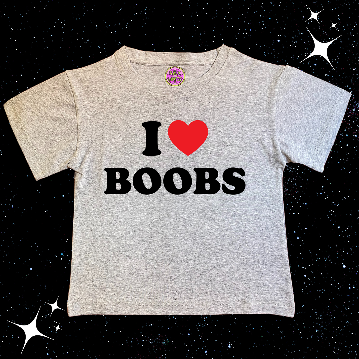 I Love B*obs Crop Tee Grey Shirts & Tops PinkLimes Trending Streetwear
