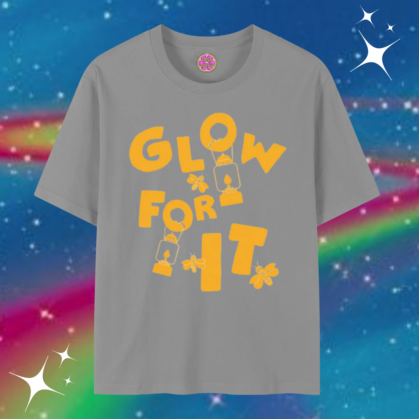 Glow For It Baggy Tee Gray Shirts & Tops PinkLimes Trending Streetwear