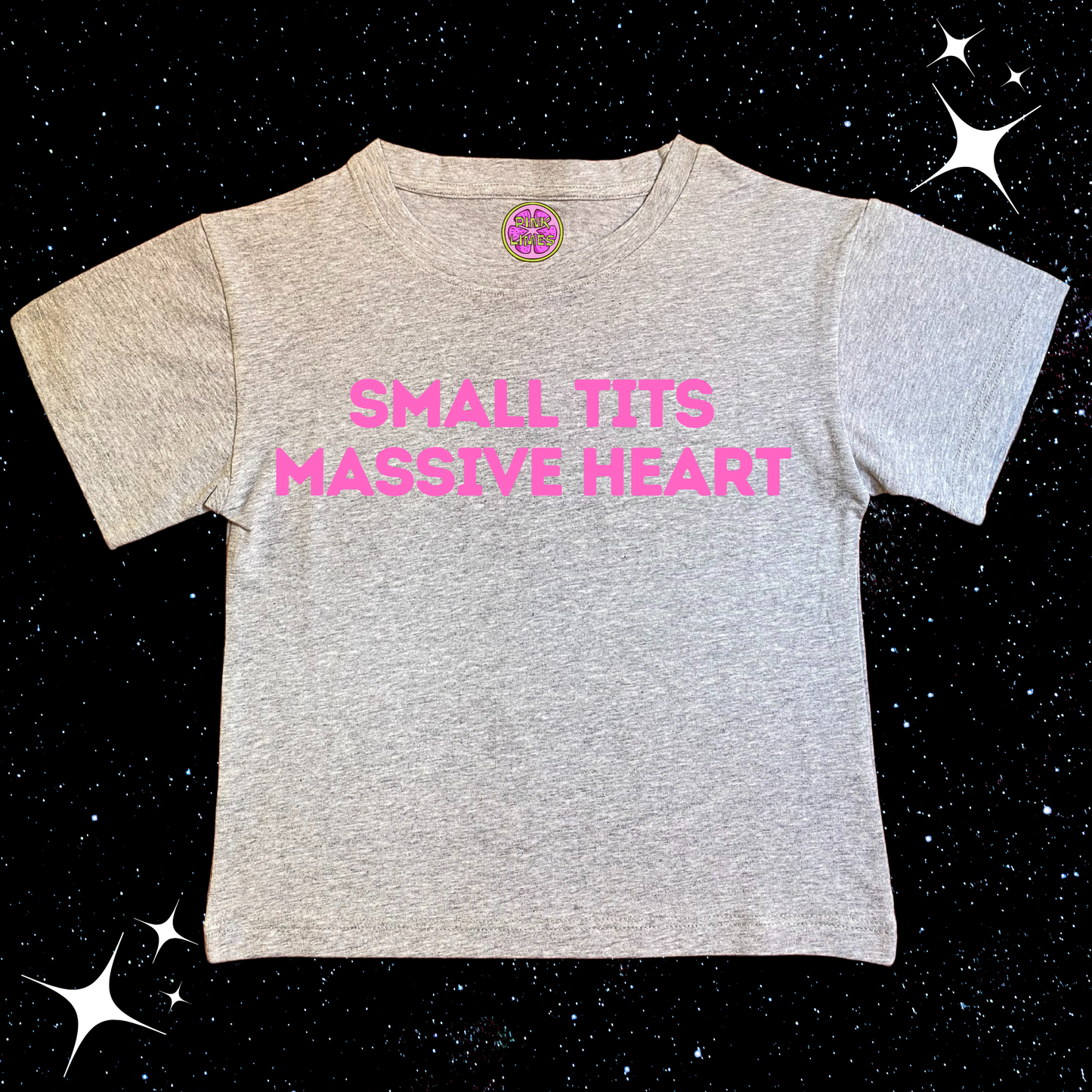 Small T*ts Massive Heart Crop Tee Grey Shirts & Tops PinkLimes Trending Streetwear