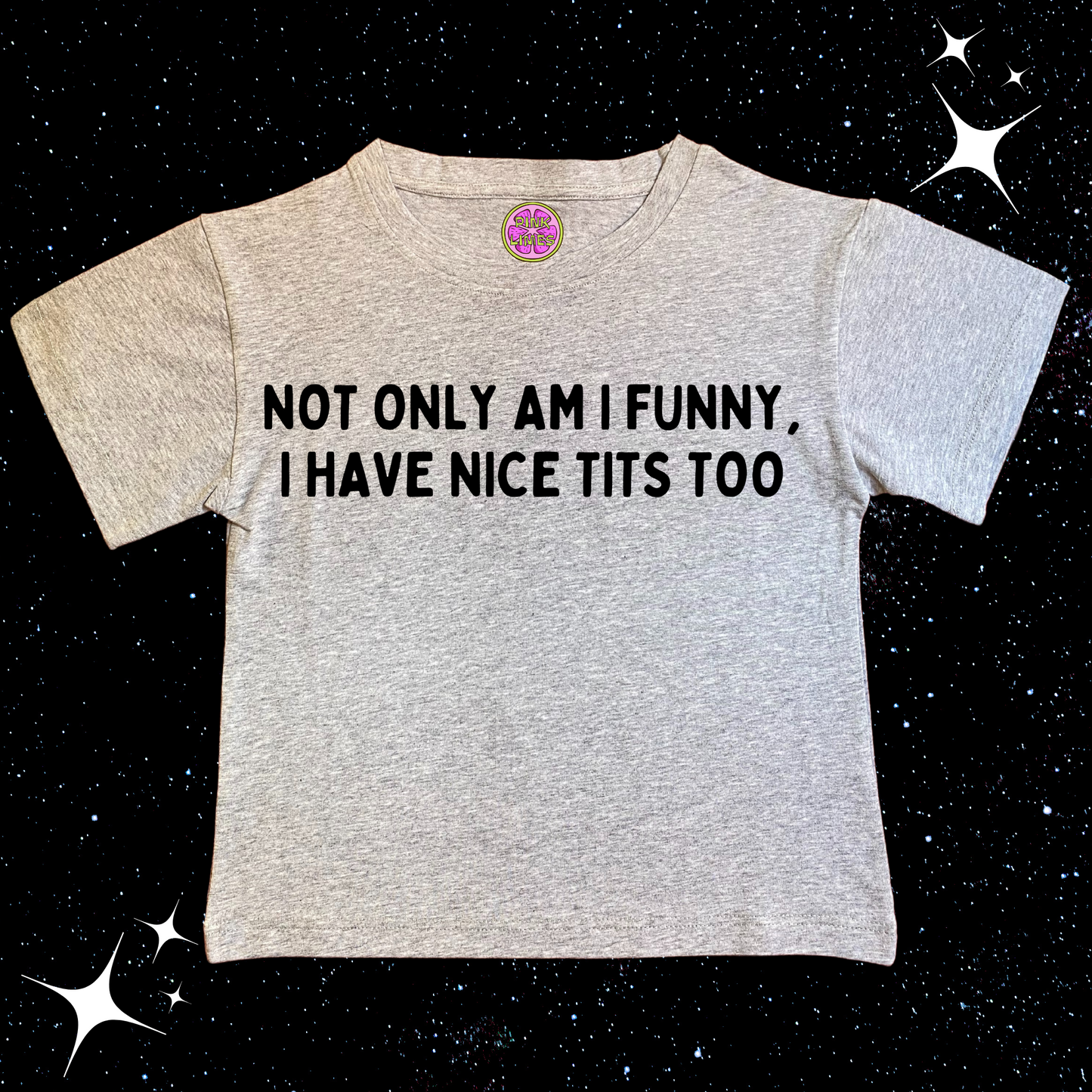 Not Only Am I Funny Nice T*ts Too Crop Tee Grey Shirts & Tops PinkLimes Trending Streetwear