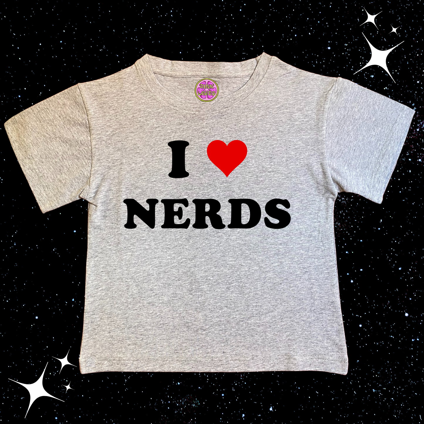 I Love Nerds Crop Tee Grey Shirts & Tops PinkLimes Trending Streetwear