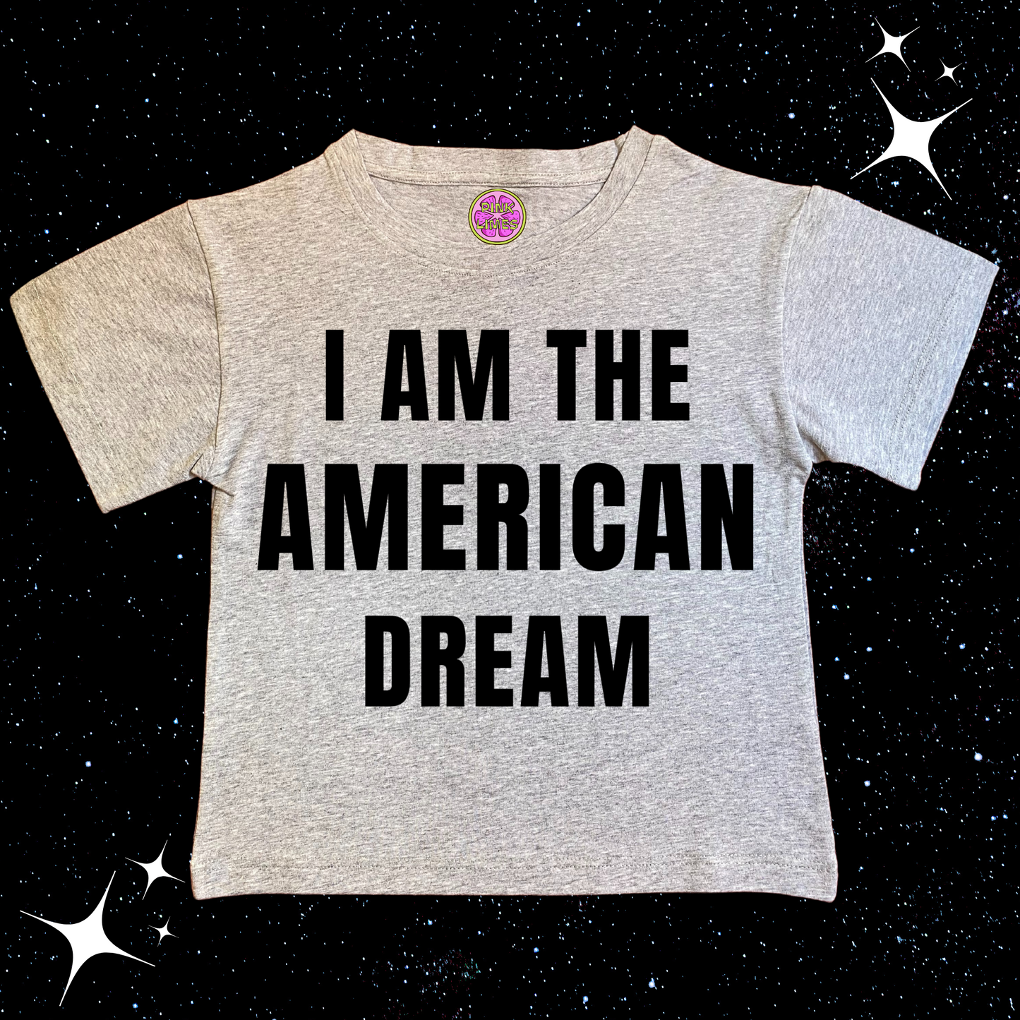I Am The American Dream Crop Tee Grey Shirts & Tops PinkLimes Trending Streetwear