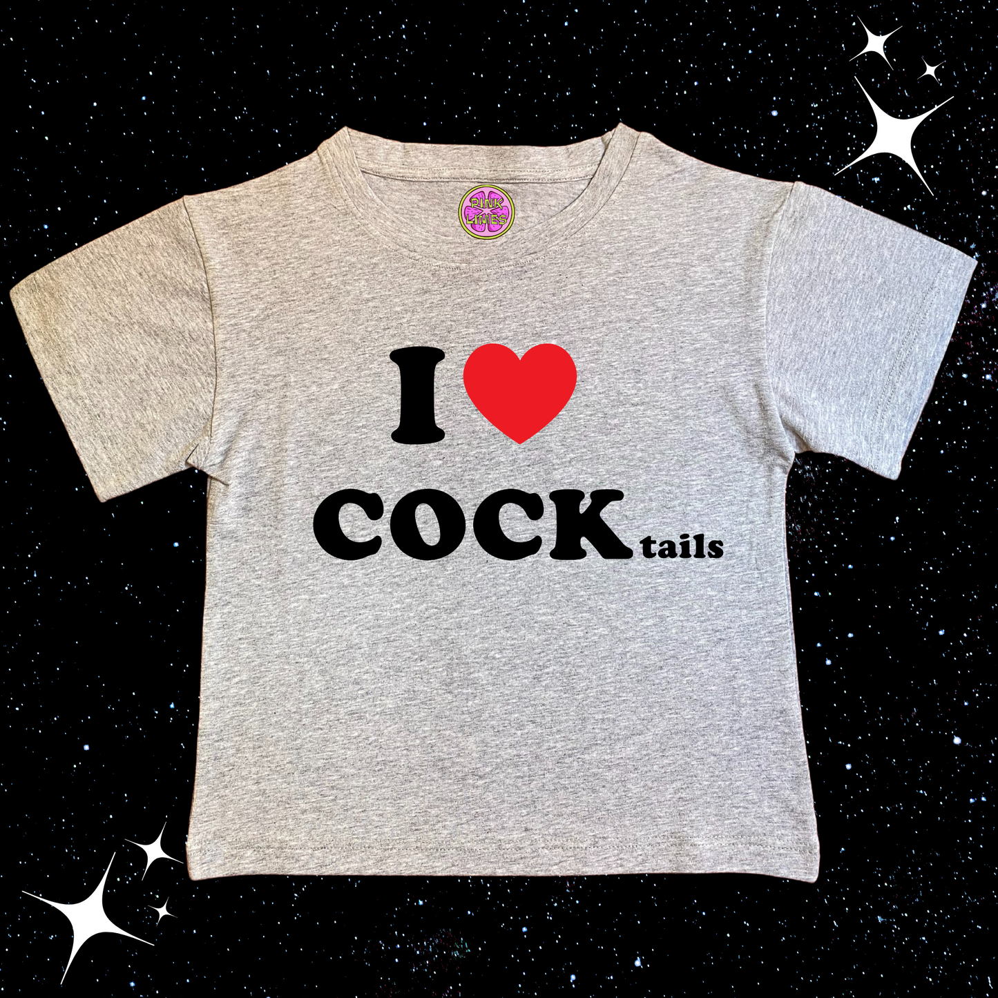 I LOVE COCKtails Crop Tee Grey Shirts & Tops PinkLimes Trending Streetwear