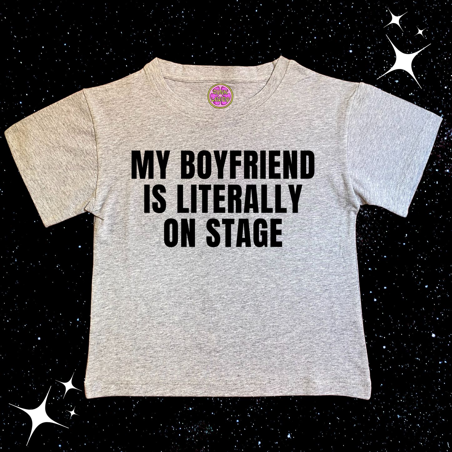 My Boyfriend Is Literally On Stage Crop Tee Grey Shirts & Tops PinkLimes Trending Streetwear