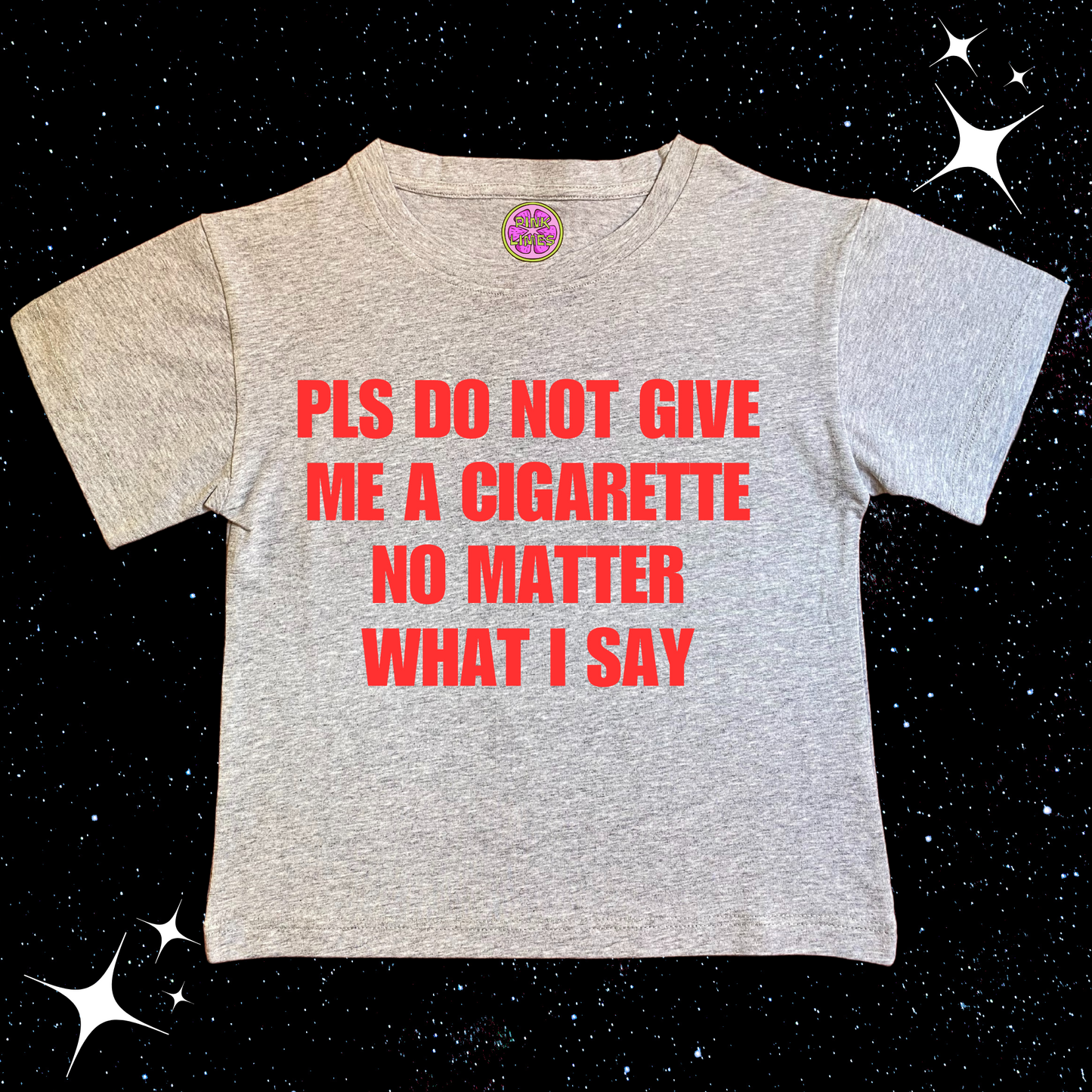 Pls Don't Give Me A Cigarette Crop Tee Grey Shirts & Tops PinkLimes Trending Streetwear