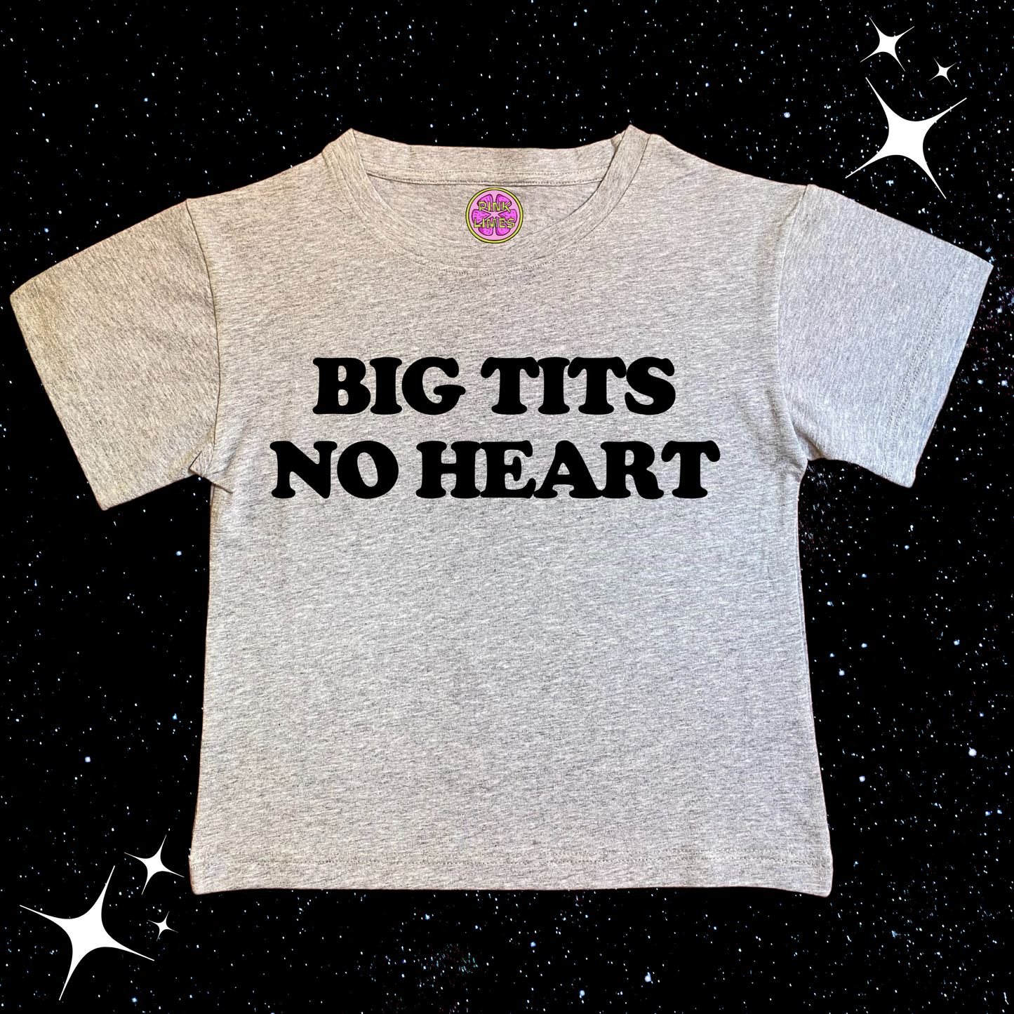 Big T*ts No Heart Crop Tee Grey Shirts & Tops PinkLimes Trending Streetwear