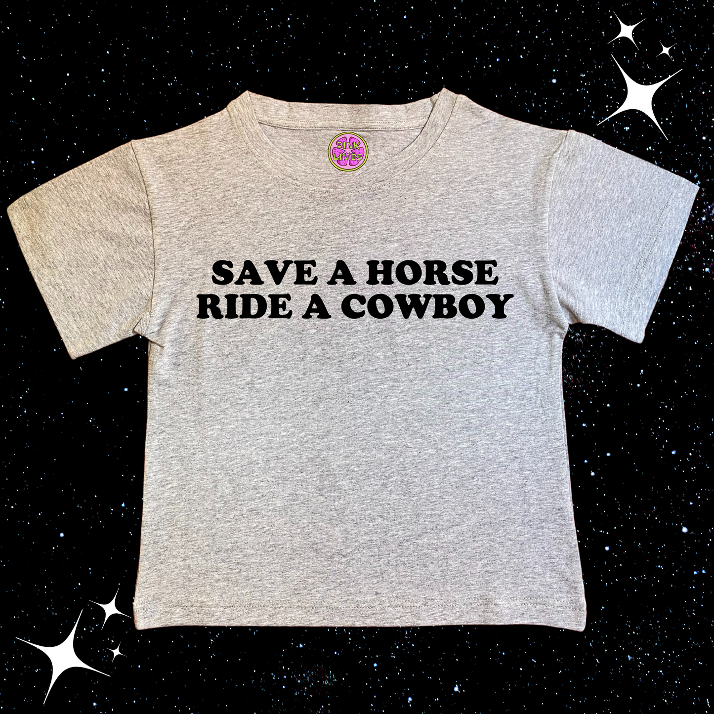 Save A Horse Ride A Cowboy Crop Tee Grey Shirts & Tops PinkLimes Trending Streetwear