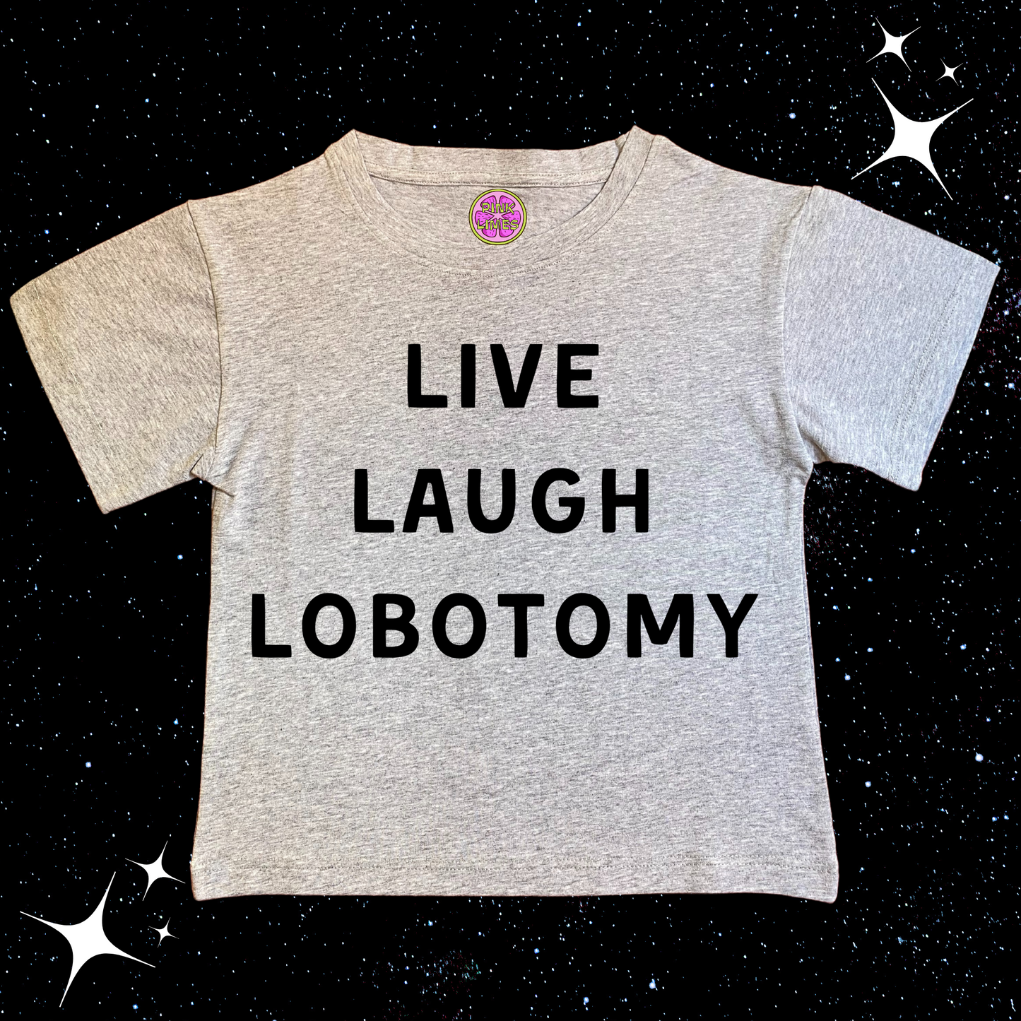 Live Laugh Lobotomy Crop Tee Grey Shirts & Tops PinkLimes Trending Streetwear