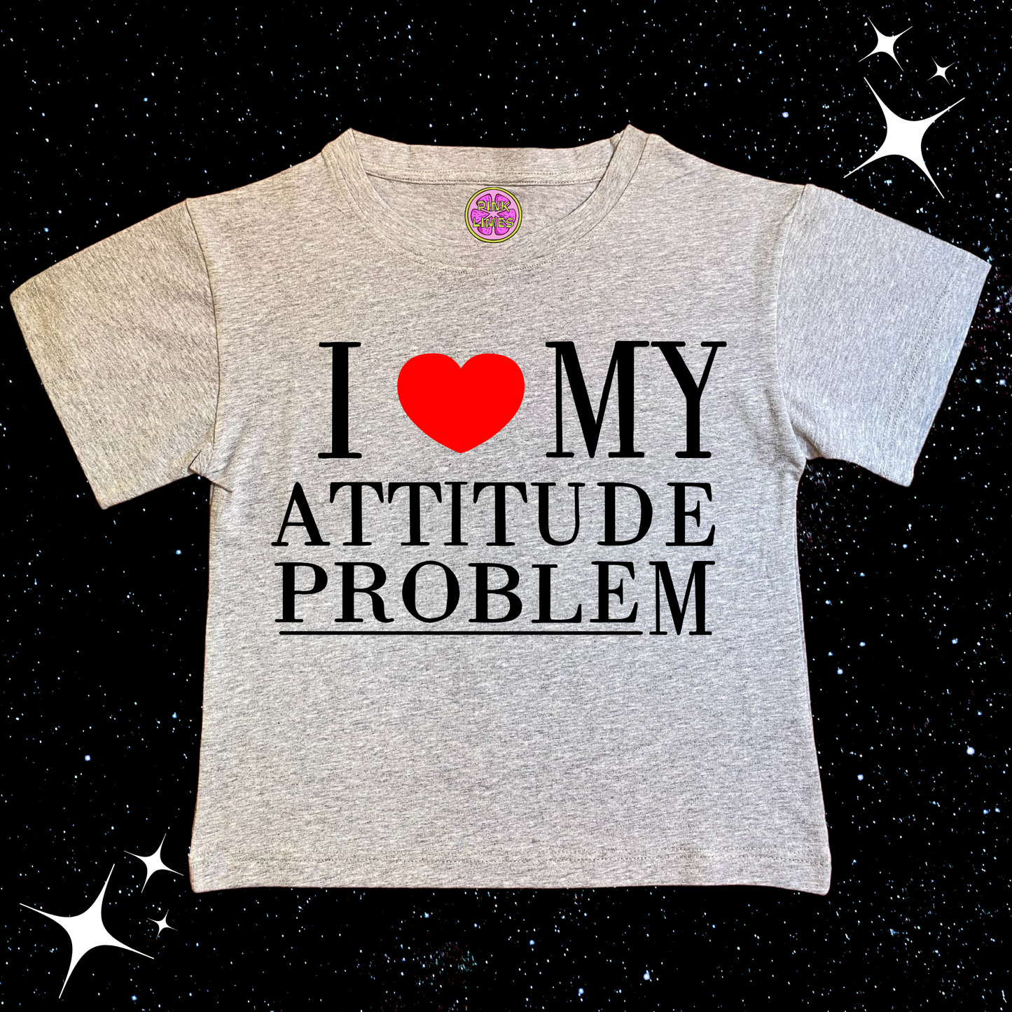 I Love My Attitude Problem Crop Tee Grey Shirts & Tops PinkLimes Trending Streetwear