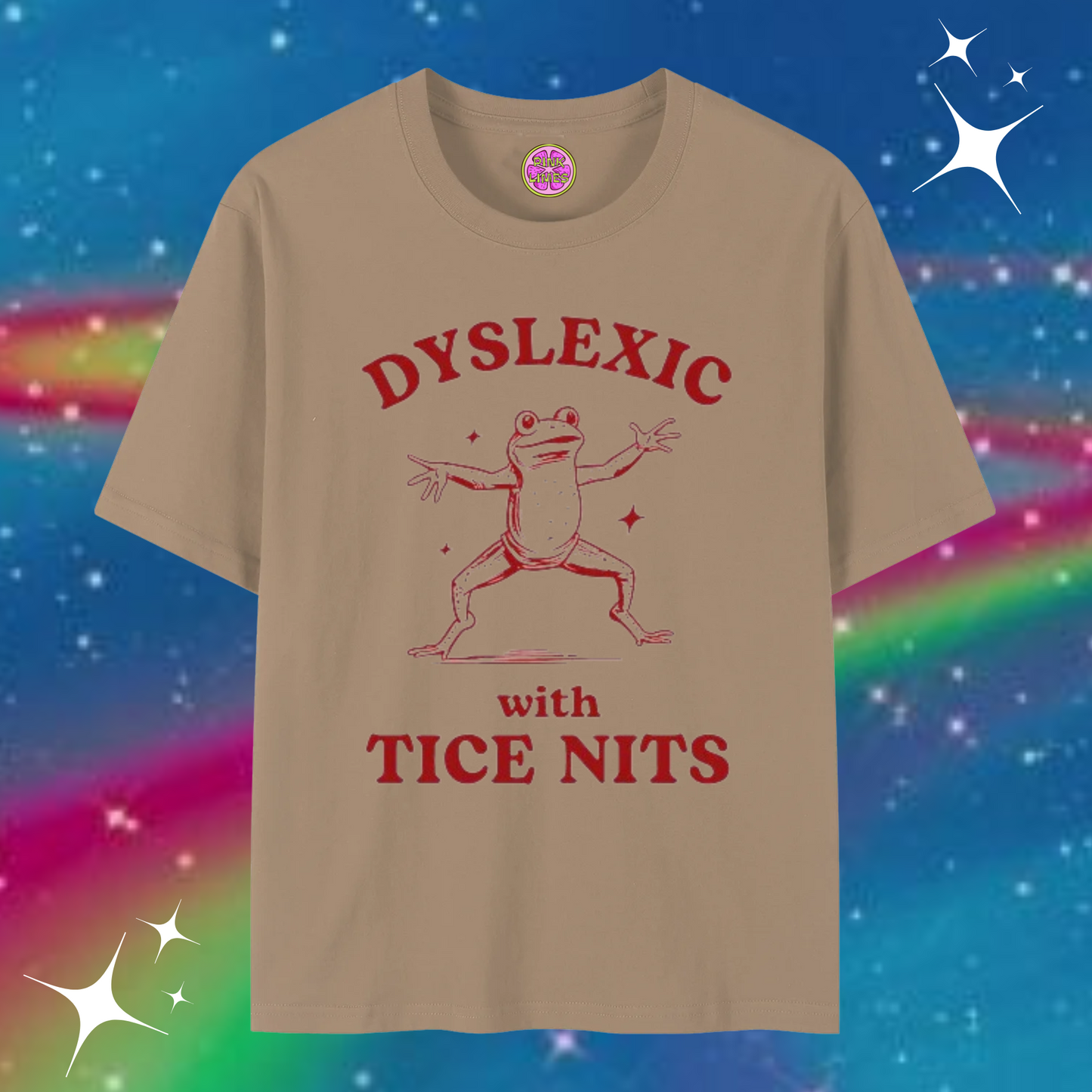 Dyslexic With Tice Nits Baggy Tee Khaki Shirts & Tops PinkLimes Trending Streetwear