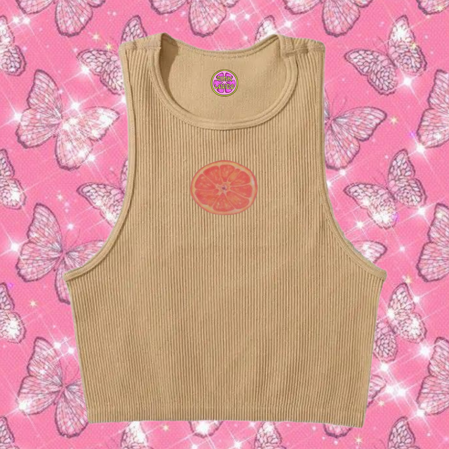 Lime Tank Top Khaki Shirts & Tops PinkLimes Trending Streetwear
