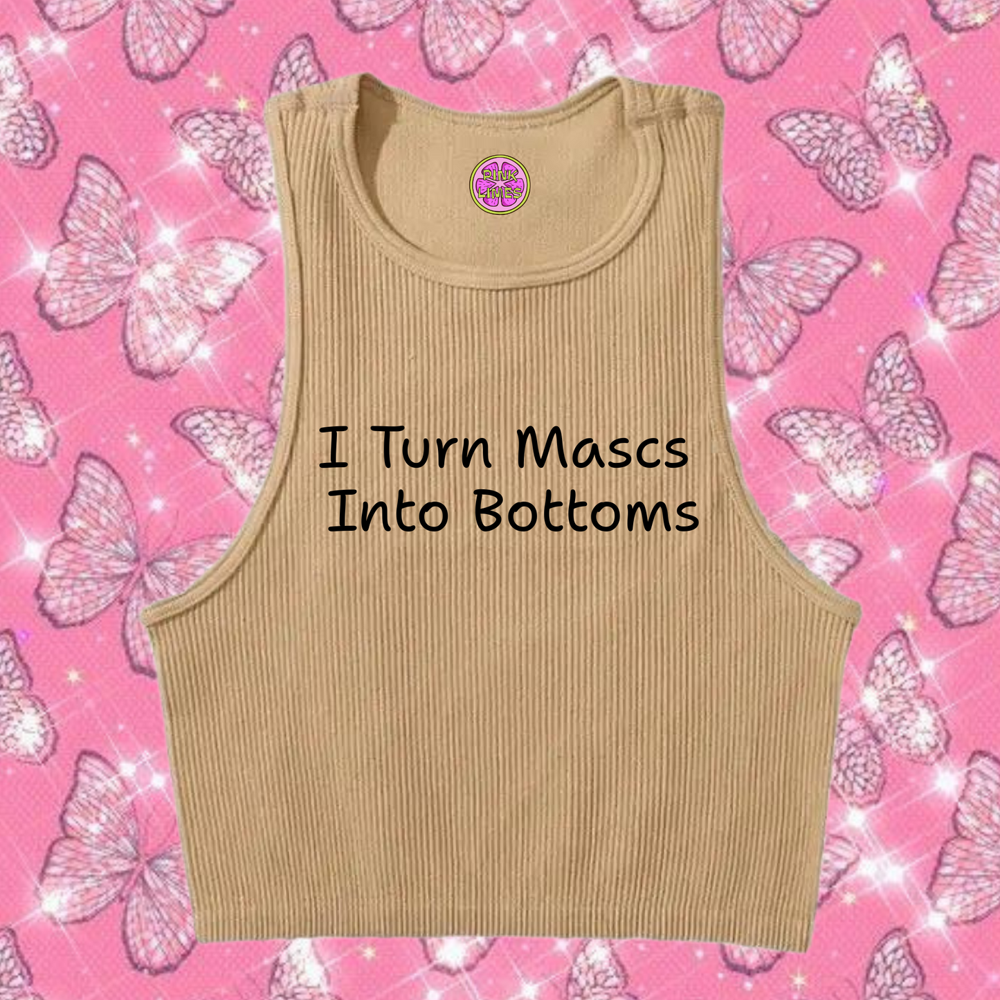 Turn Mascs Into Bottoms Crop Tank Top Khaki Shirts & Tops PinkLimes Trending Streetwear