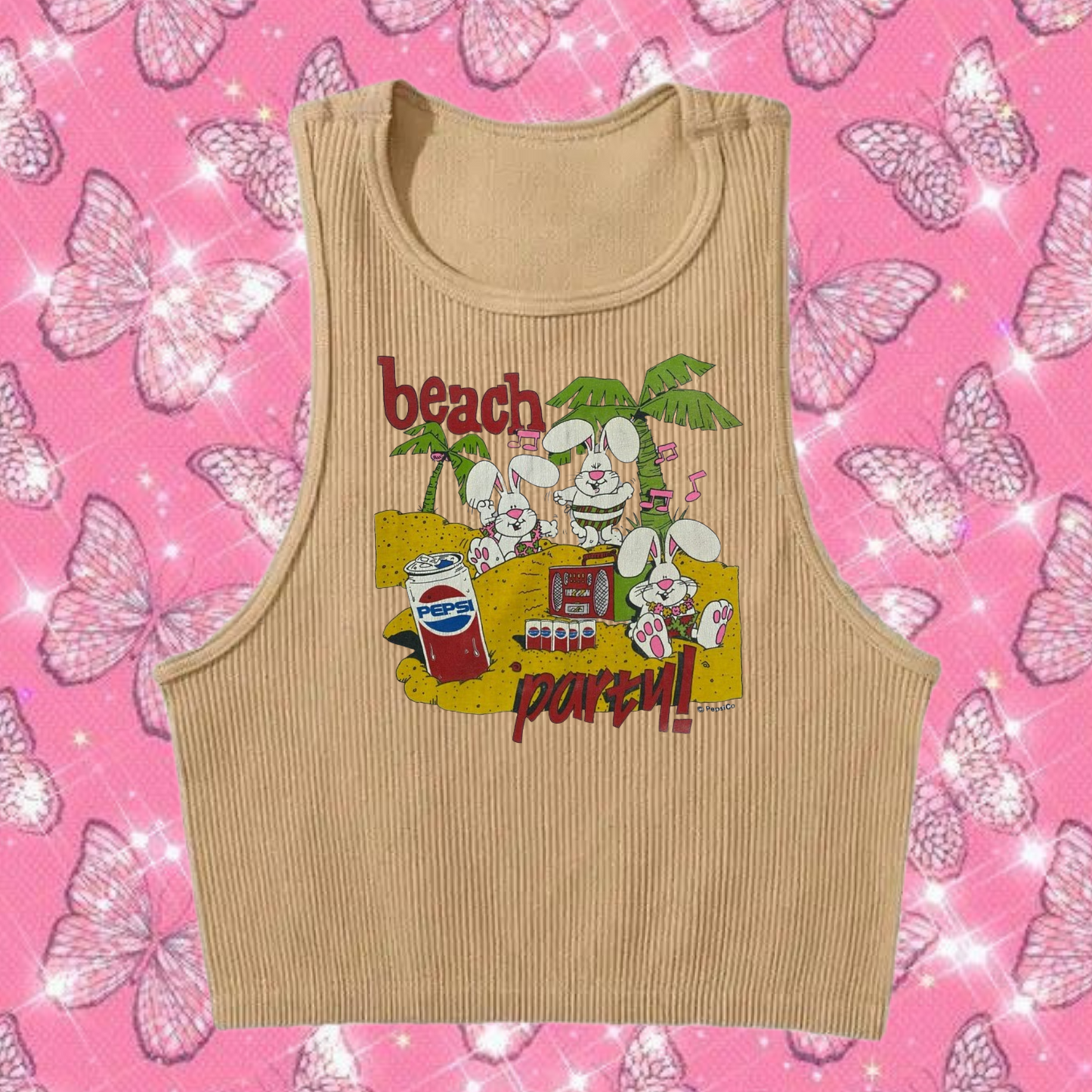 Beach Party Crop Tank Top Khaki Shirts & Tops PinkLimes Trending Streetwear