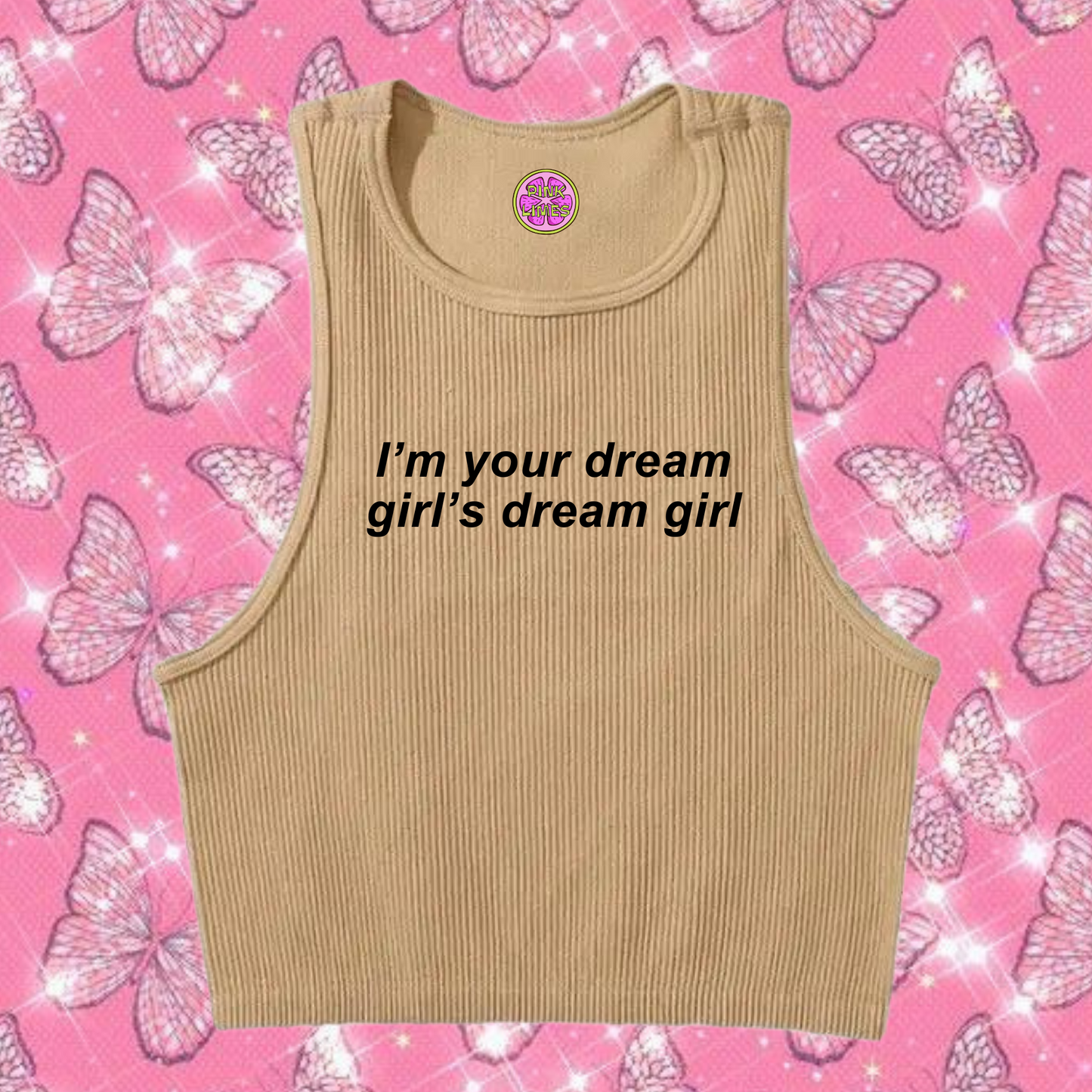 I'm Your Dream's Girl Dream Girl Crop Tank Top Khaki Shirts & Tops PinkLimes Trending Streetwear