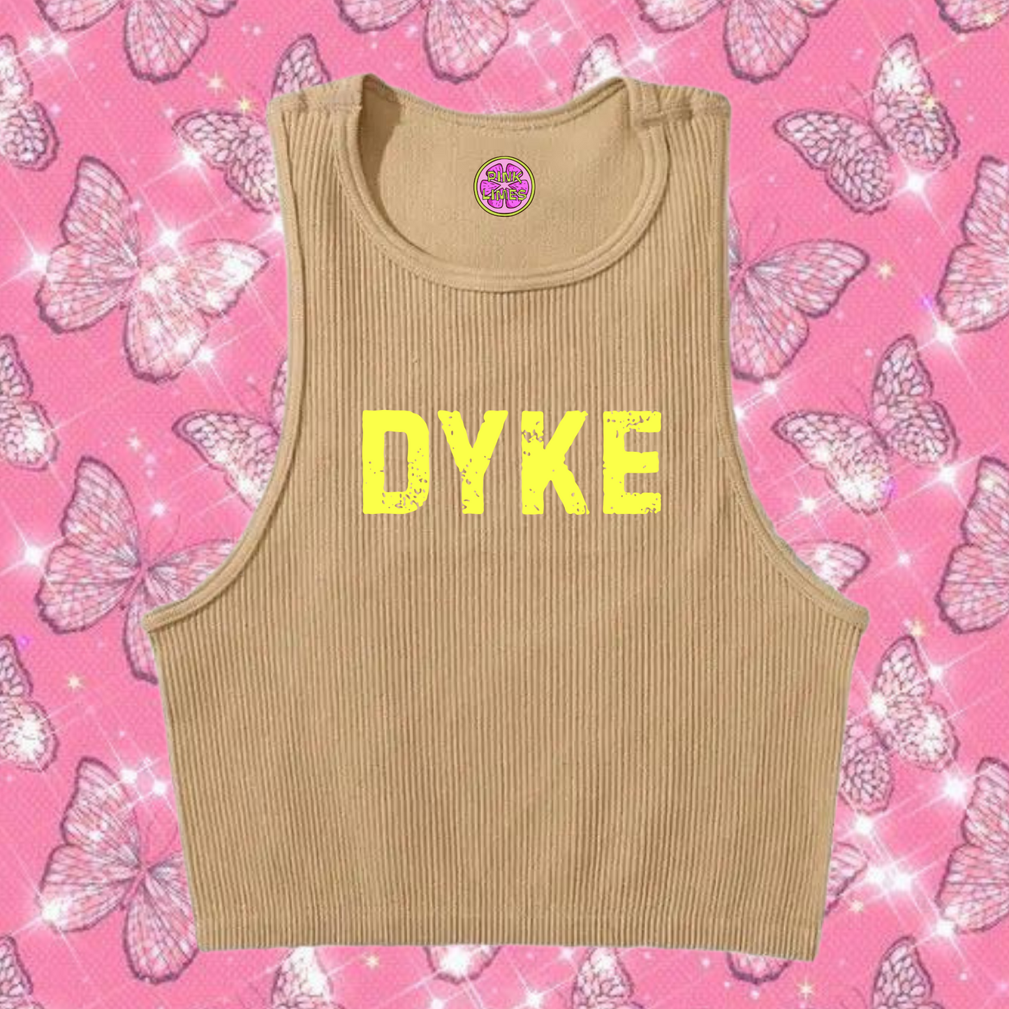 Dyke Crop Tank Top Khaki Shirts & Tops PinkLimes Trending Streetwear