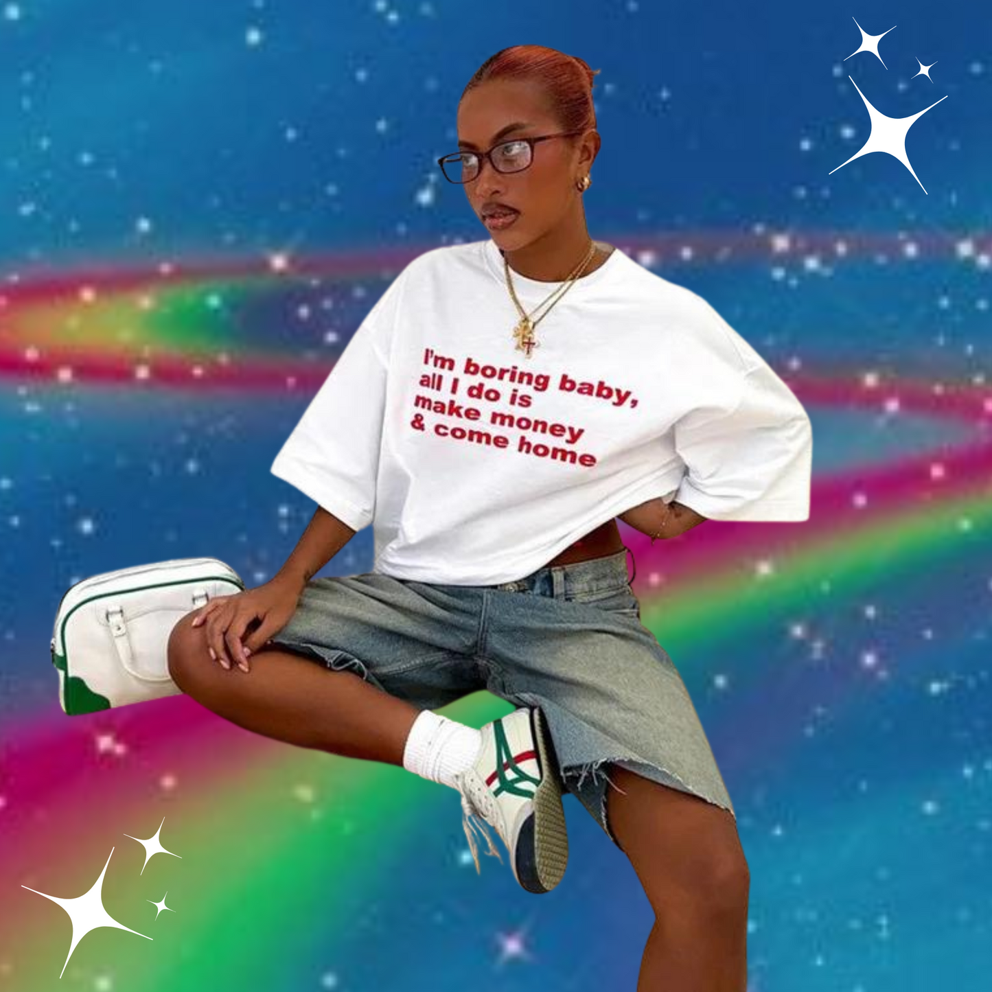 I'm Boring Baby Baggy Tee Shirts & Tops PinkLimes Trending Streetwear
