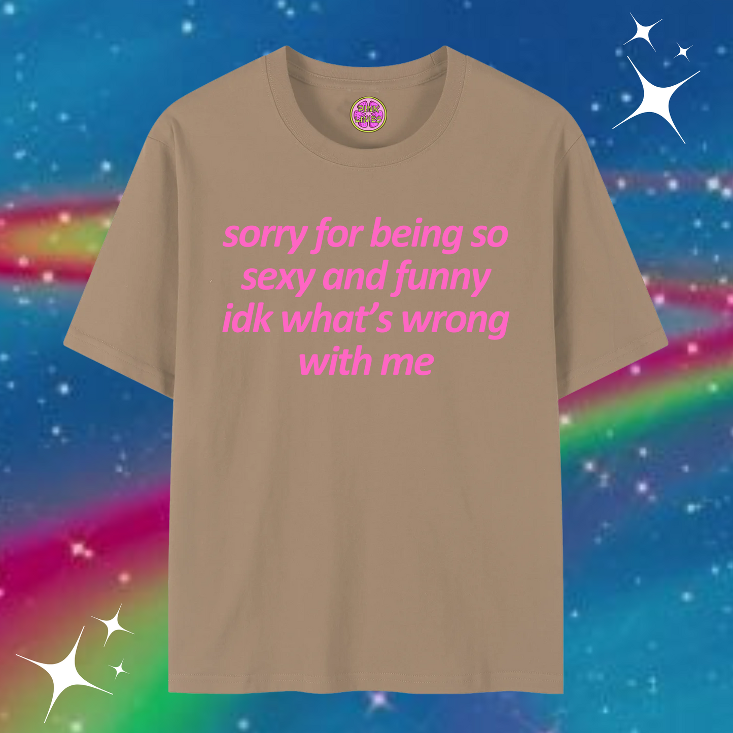 Sorry For Being So Funny Baggy Tee Khaki Shirts & Tops PinkLimes Trending Streetwear