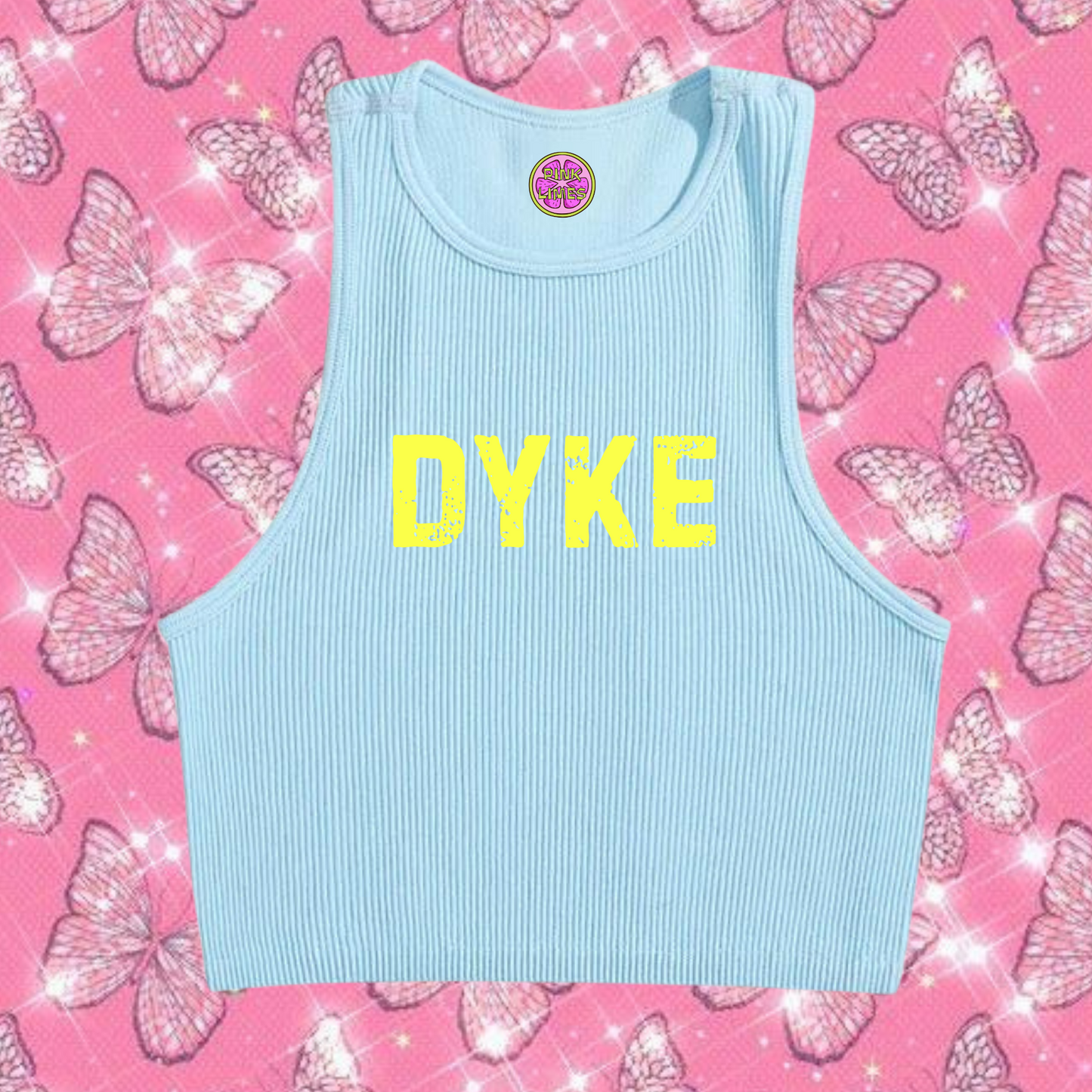 Dyke Crop Tank Top Light Blue Shirts & Tops PinkLimes Trending Streetwear