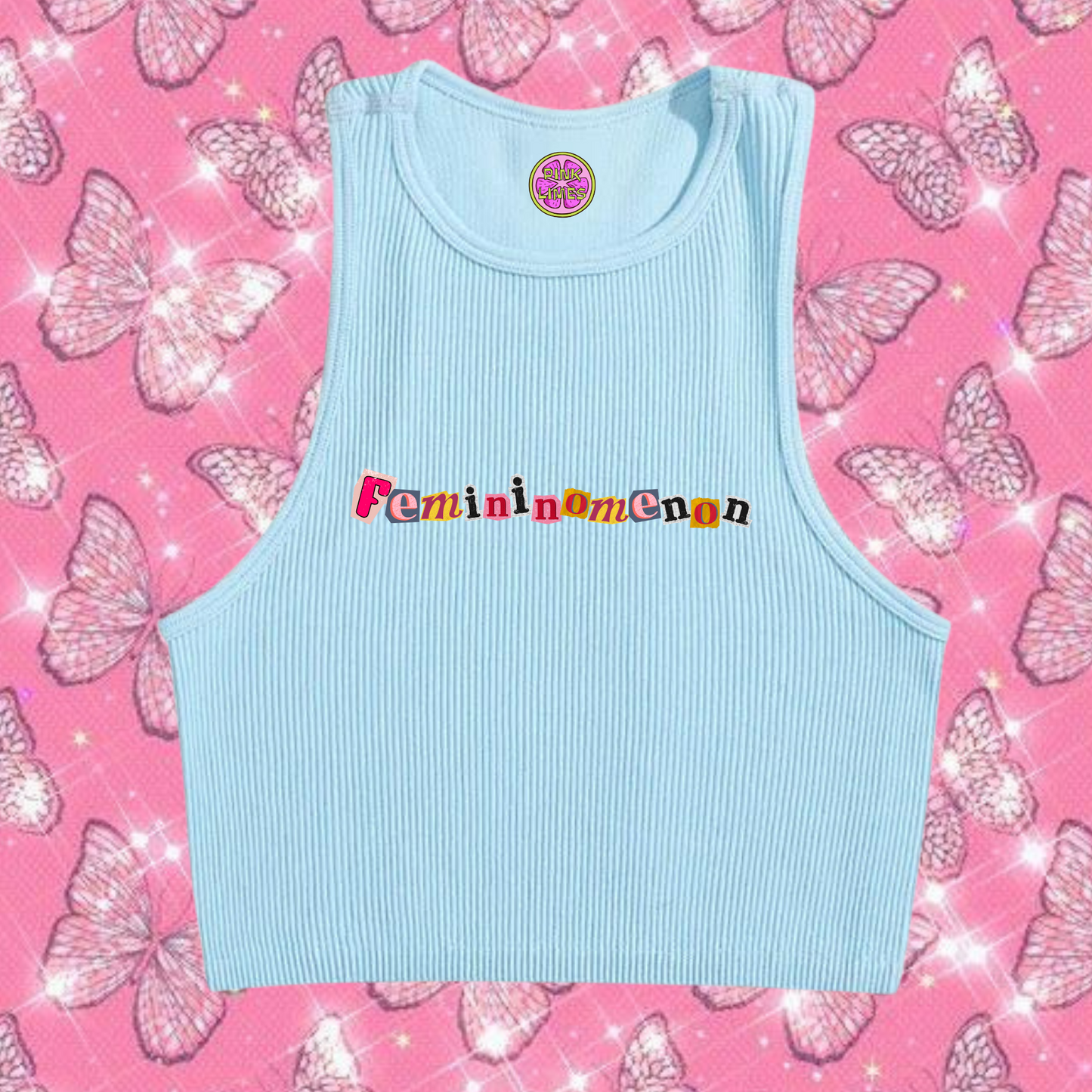 Femininomenon Crop Tank Top Light Blue Shirts & Tops PinkLimes Trending Streetwear
