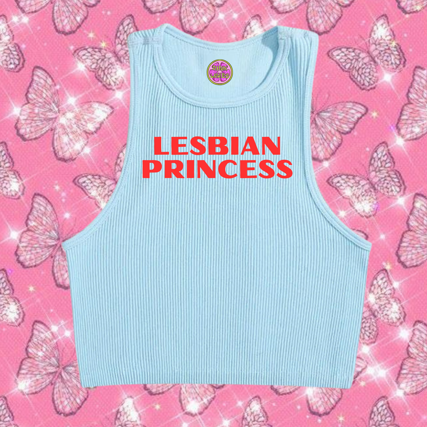 Lesbian Princess Crop Tank Top Light Blue Shirts & Tops PinkLimes Trending Streetwear