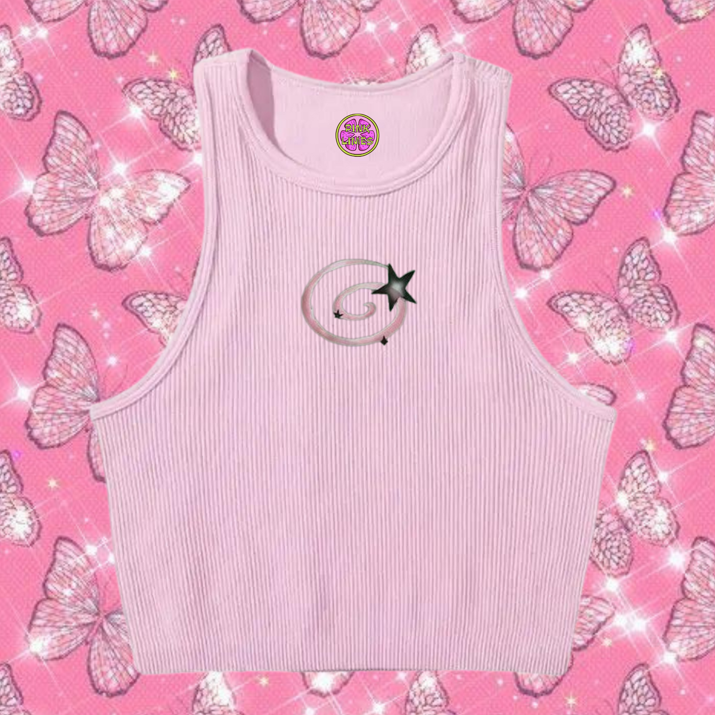 y2k Swirl Crop Tank Top Light Purple Shirts & Tops PinkLimes Trending Streetwear
