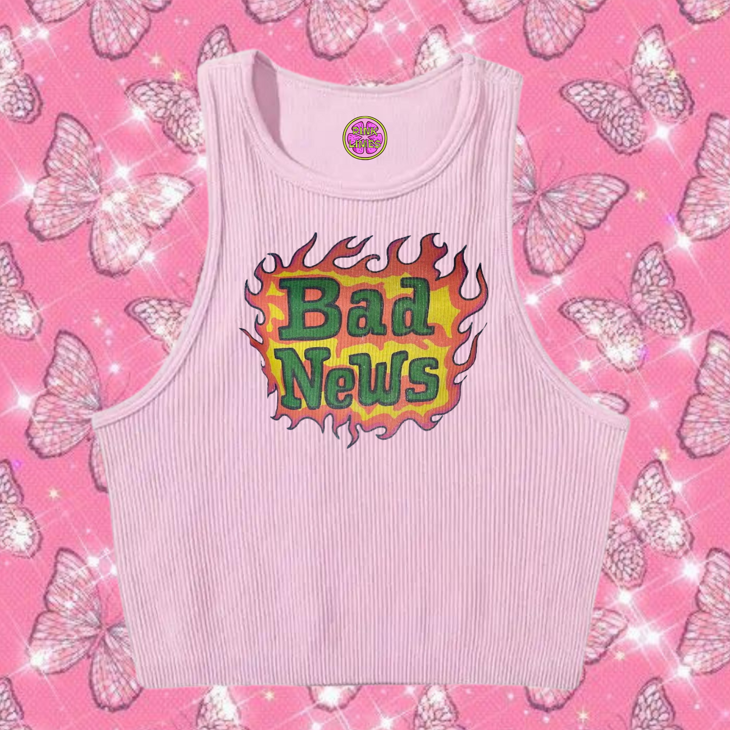 Bad News Crop Tank Top Light Purple Shirts & Tops PinkLimes Trending Streetwear