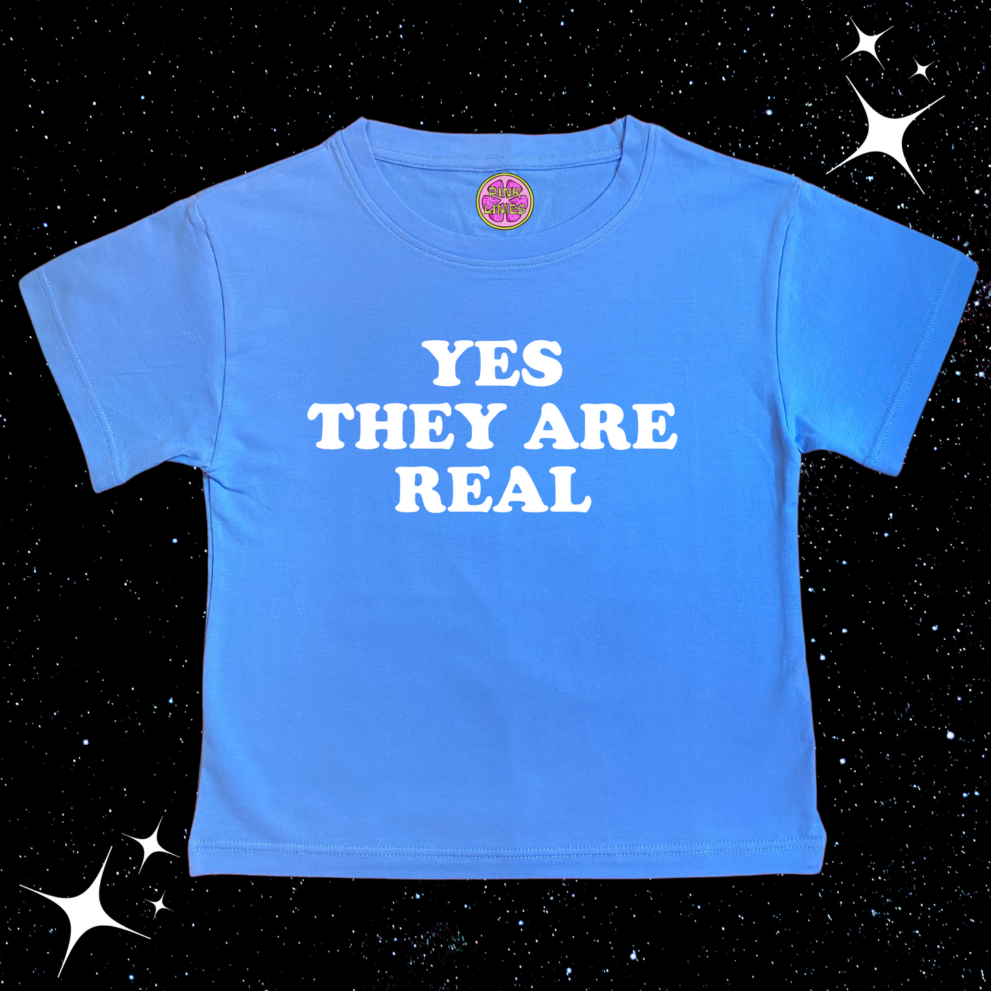 Yes They Are Real Crop Tee Lake Blue Shirts & Tops PinkLimes Trending Streetwear