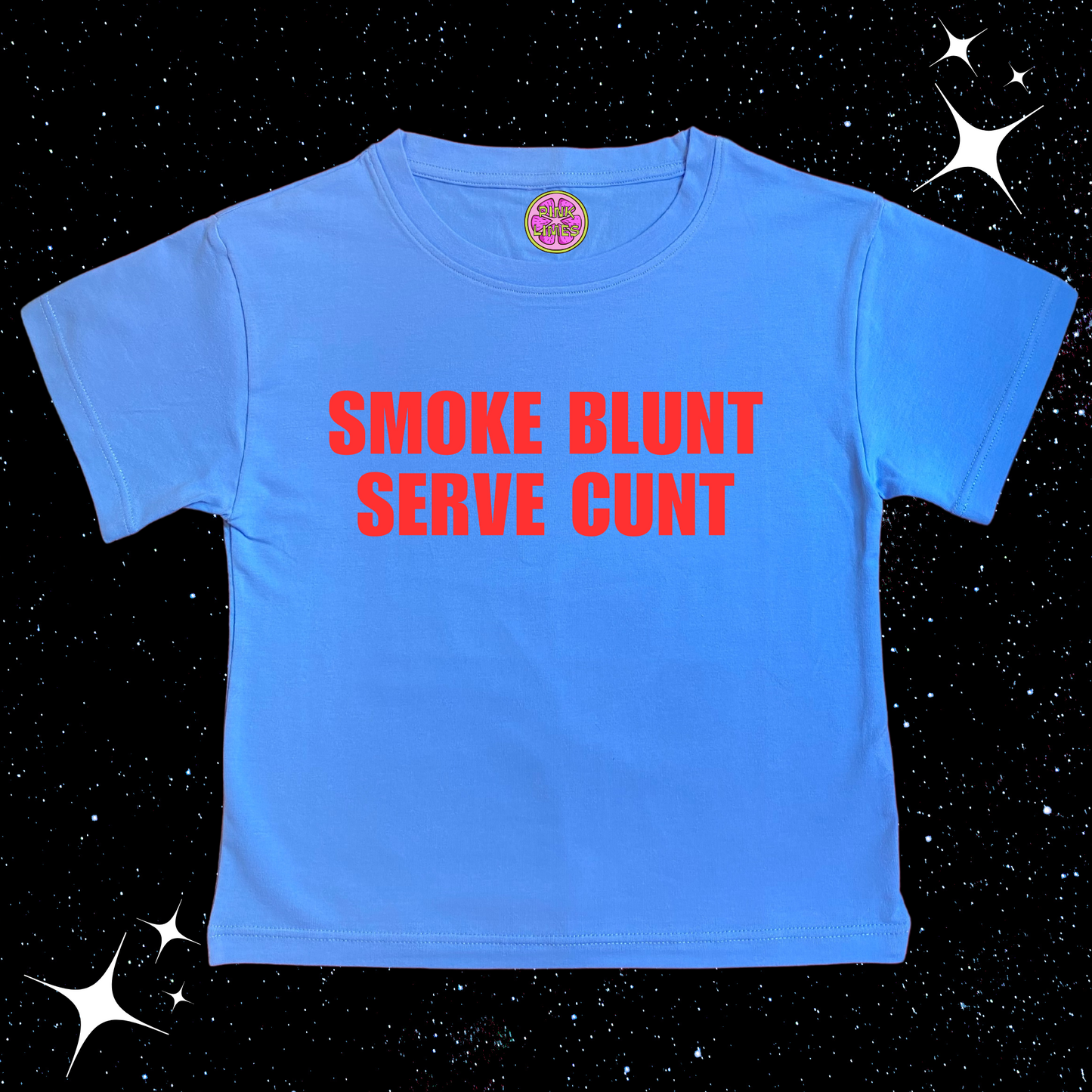 Smoke Blunt Serve C*nt Crop Tee Lake Blue Shirts & Tops PinkLimes Trending Streetwear
