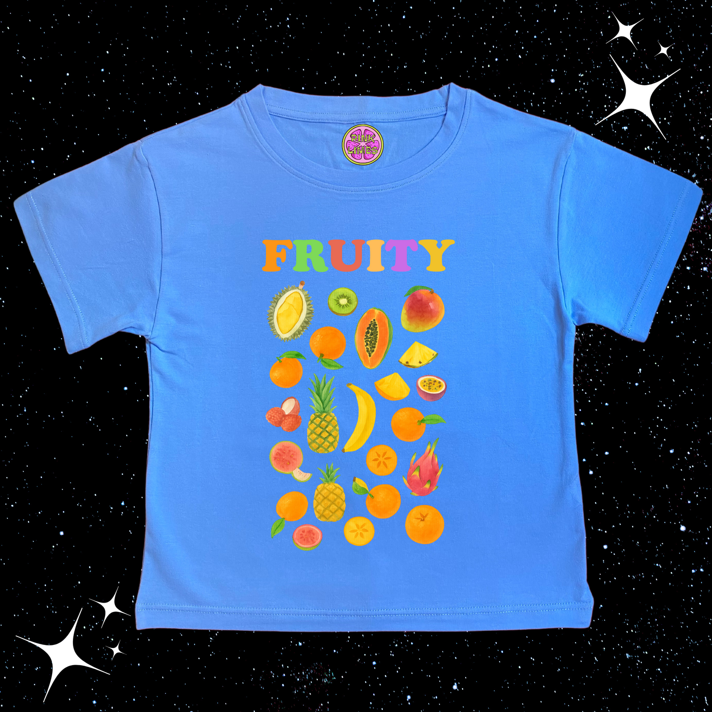 Fruity Crop Tee Lake Blue Shirts & Tops PinkLimes Trending Streetwear
