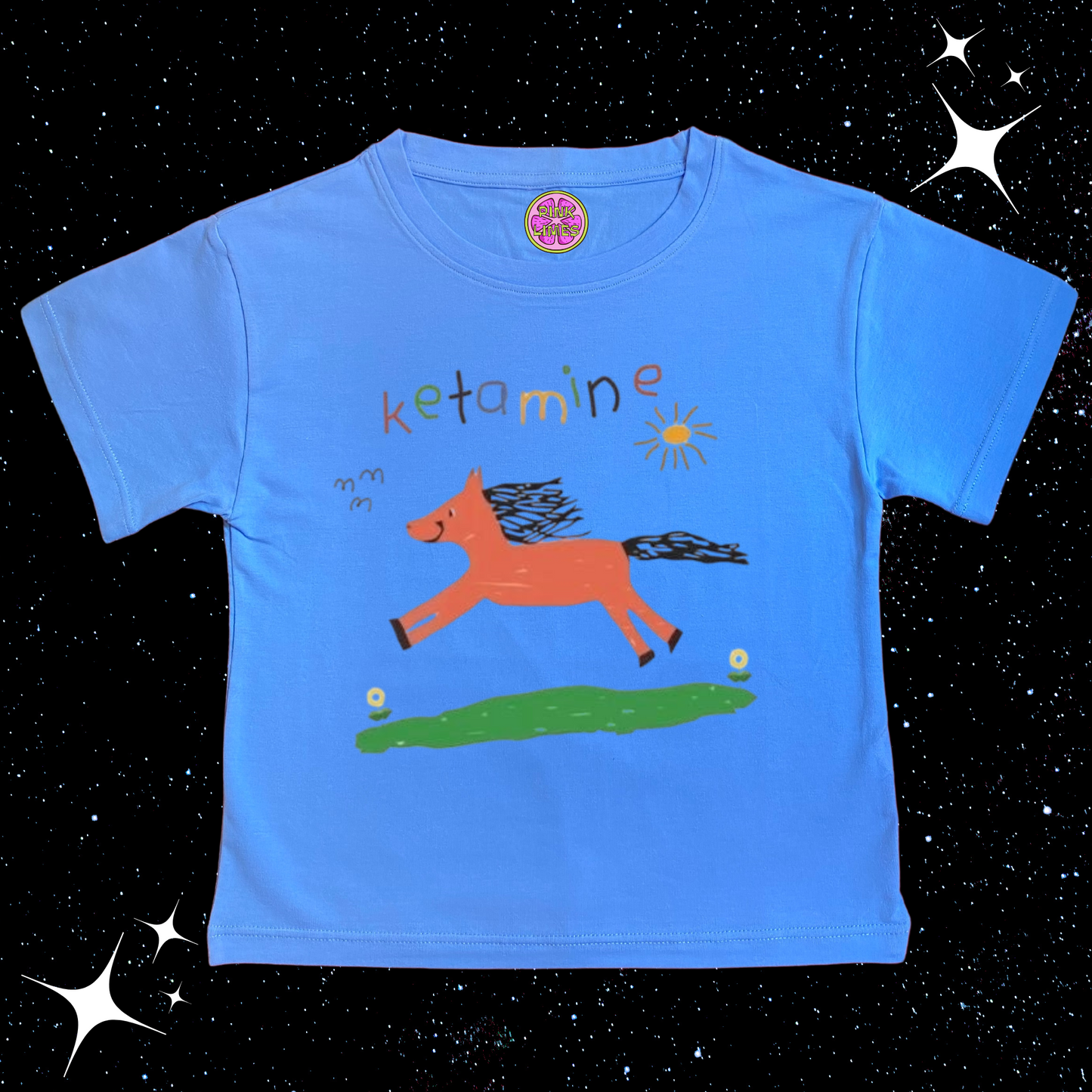 K*tamine Kids Drawing Crop Tee Lake Blue Shirts & Tops PinkLimes Trending Streetwear