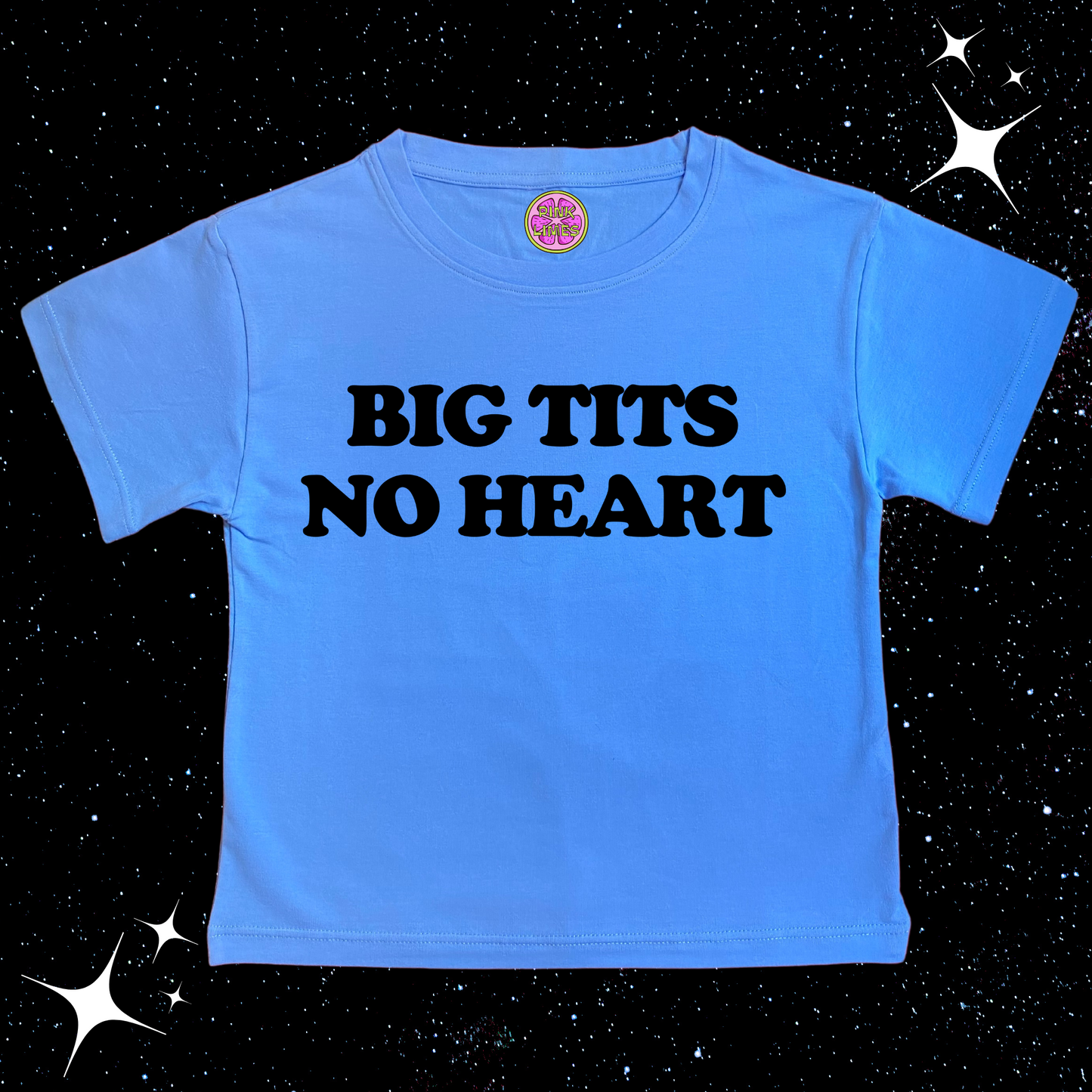 Big T*ts No Heart Crop Tee Lake Blue Shirts & Tops PinkLimes Trending Streetwear