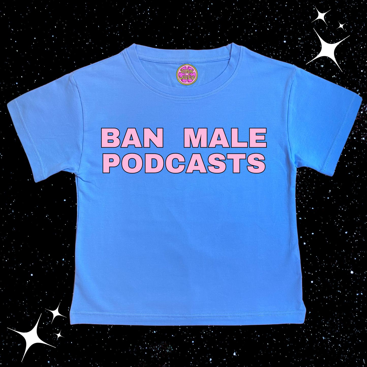 Ban Male Podcasts Crop Tee Lake Blue Shirts & Tops PinkLimes Trending Streetwear