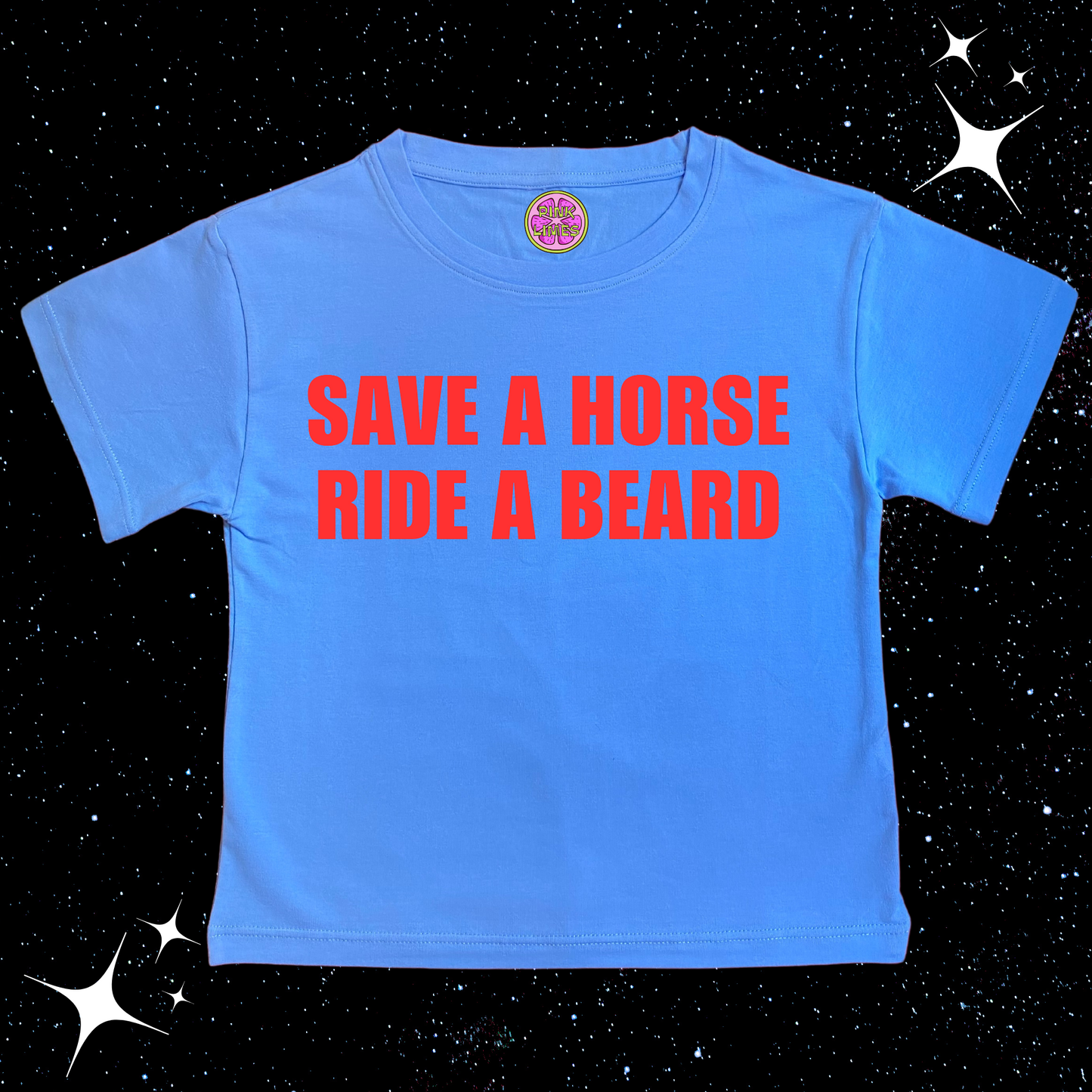 Save A Horse Ride A Beard Crop Tee Lake Blue Shirts & Tops PinkLimes Trending Streetwear