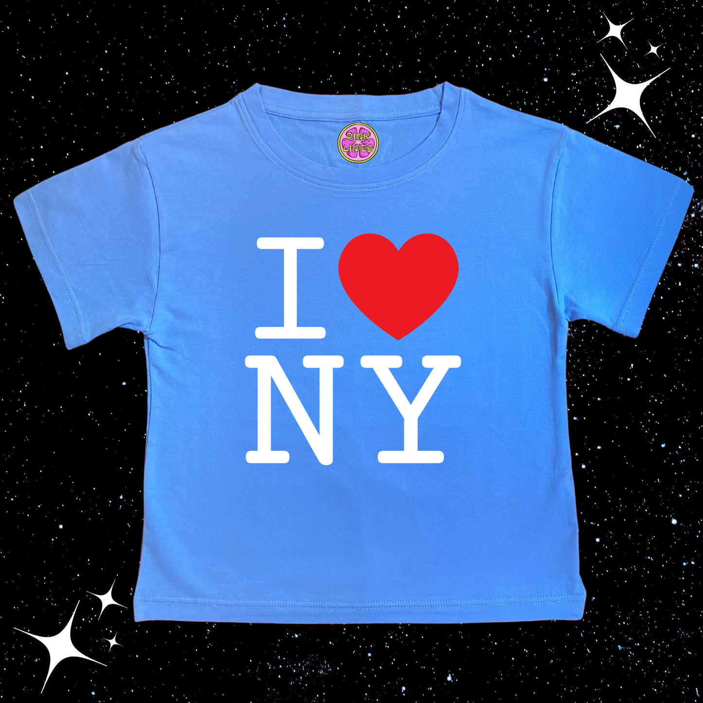 I Love NY Crop Tee Lake Blue Shirts & Tops PinkLimes Trending Streetwear