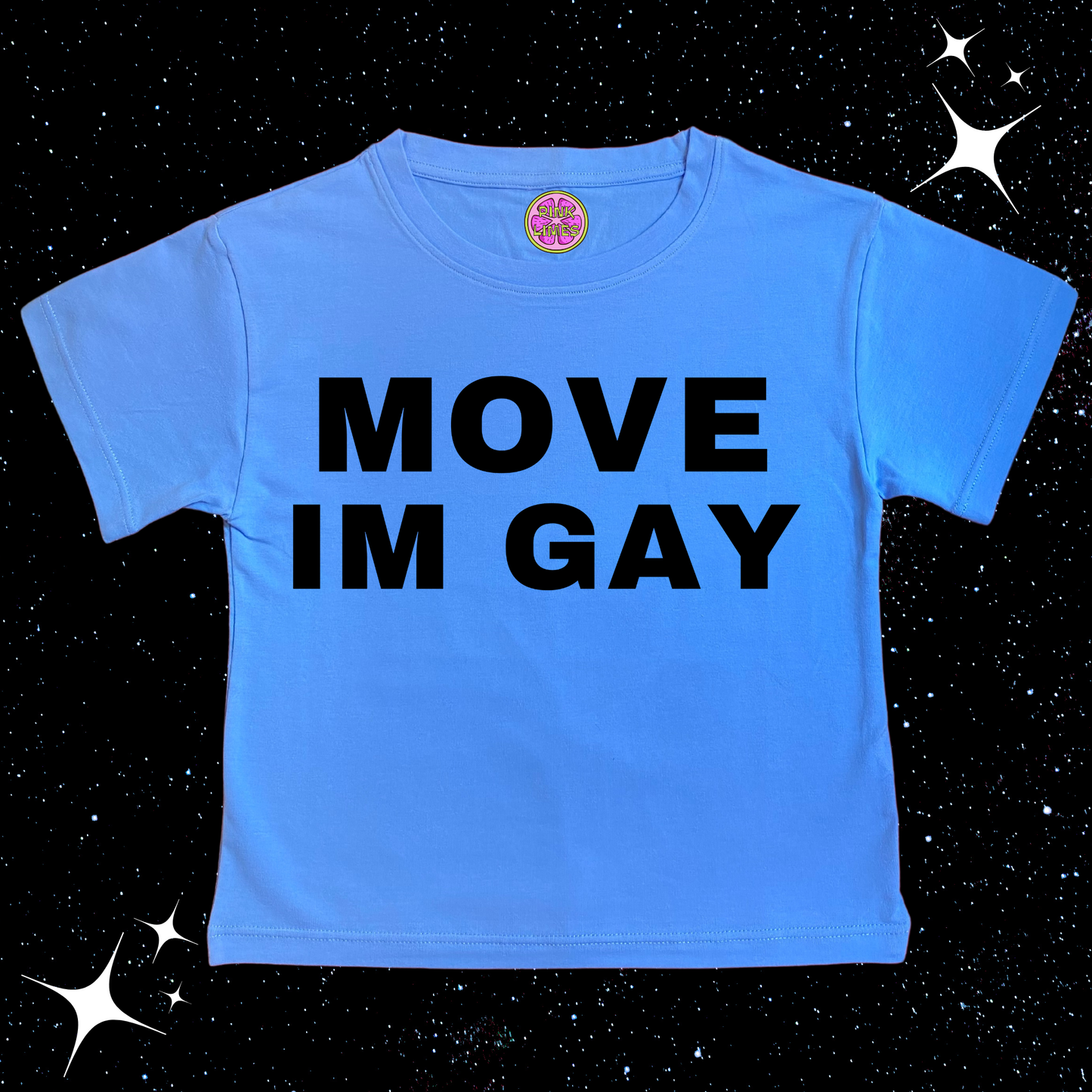 MOVE IM GAY Crop Tee Lake Blue Shirts & Tops PinkLimes Trending Streetwear