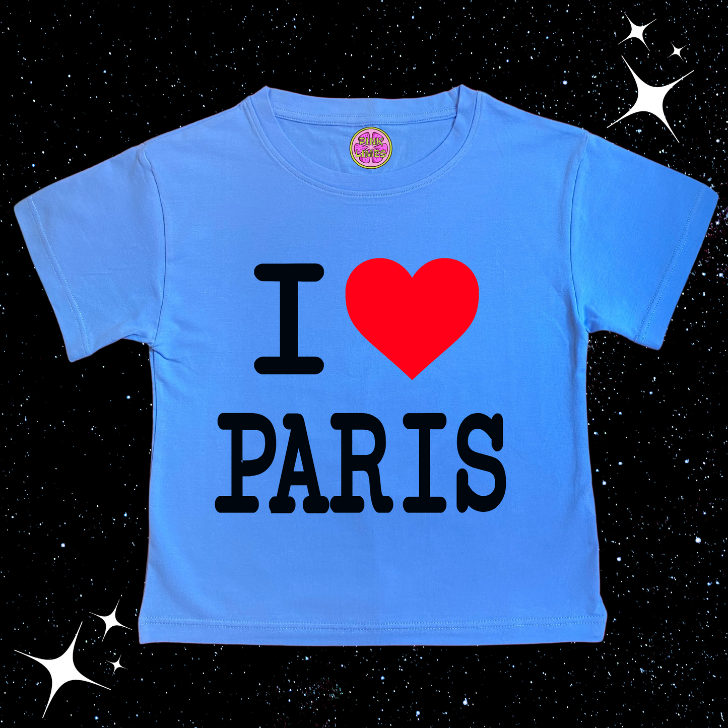 I Love Paris Crop Tee Blue Shirts & Tops PinkLimes Trending Streetwear