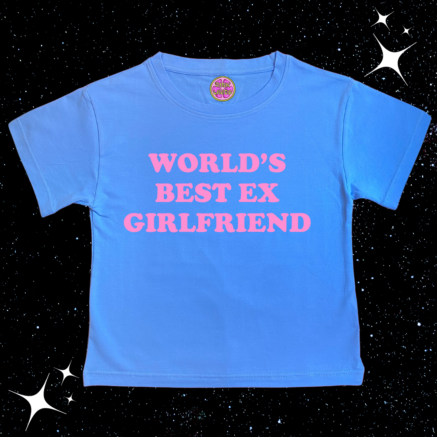 Worlds Best Ex Girlfriend Crop Tee Lake Blue Shirts & Tops PinkLimes Trending Streetwear