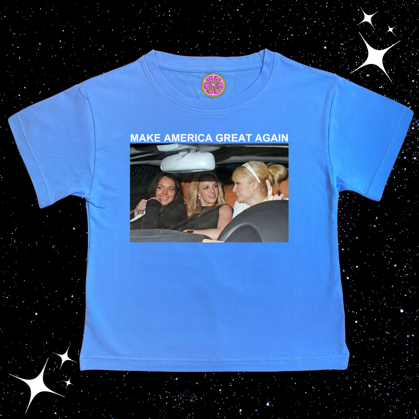 Make America Great Again Crop Tee Lake Blue Shirts & Tops PinkLimes Trending Streetwear