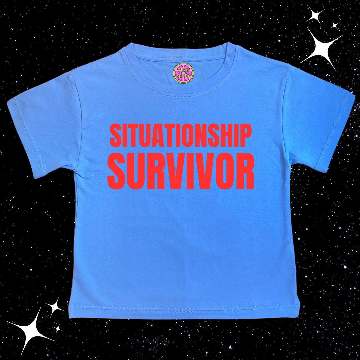 Situationship Survivor Crop Tee Lake Blue Shirts & Tops PinkLimes Trending Streetwear