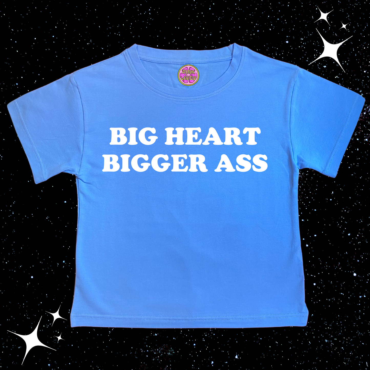 Big Heart Bigger Ass Crop Tee Lake Blue Shirts & Tops PinkLimes Trending Streetwear